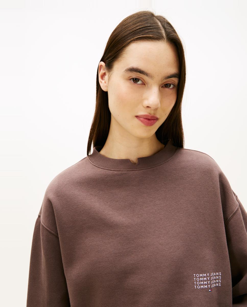 Sweatshirt Cropped Fit com Decote Redondo Preto-3