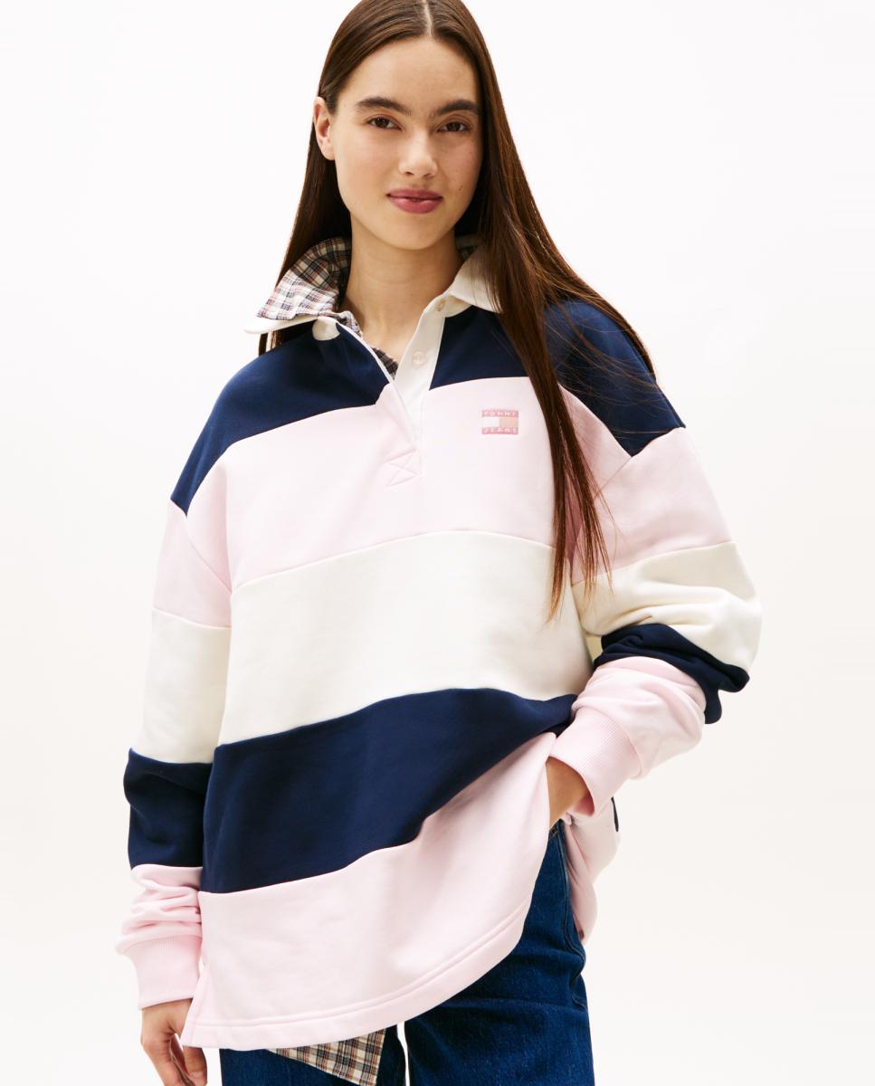 Tommy Jeans - Polo de mujer oversized fit con inspiración de rugby.