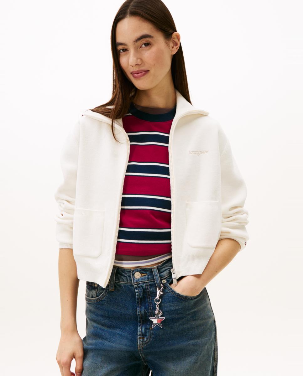 Tommy Jeans - Chaqueta de punto de mujer con cremallera en relaxed fit de Tommy Jeans.