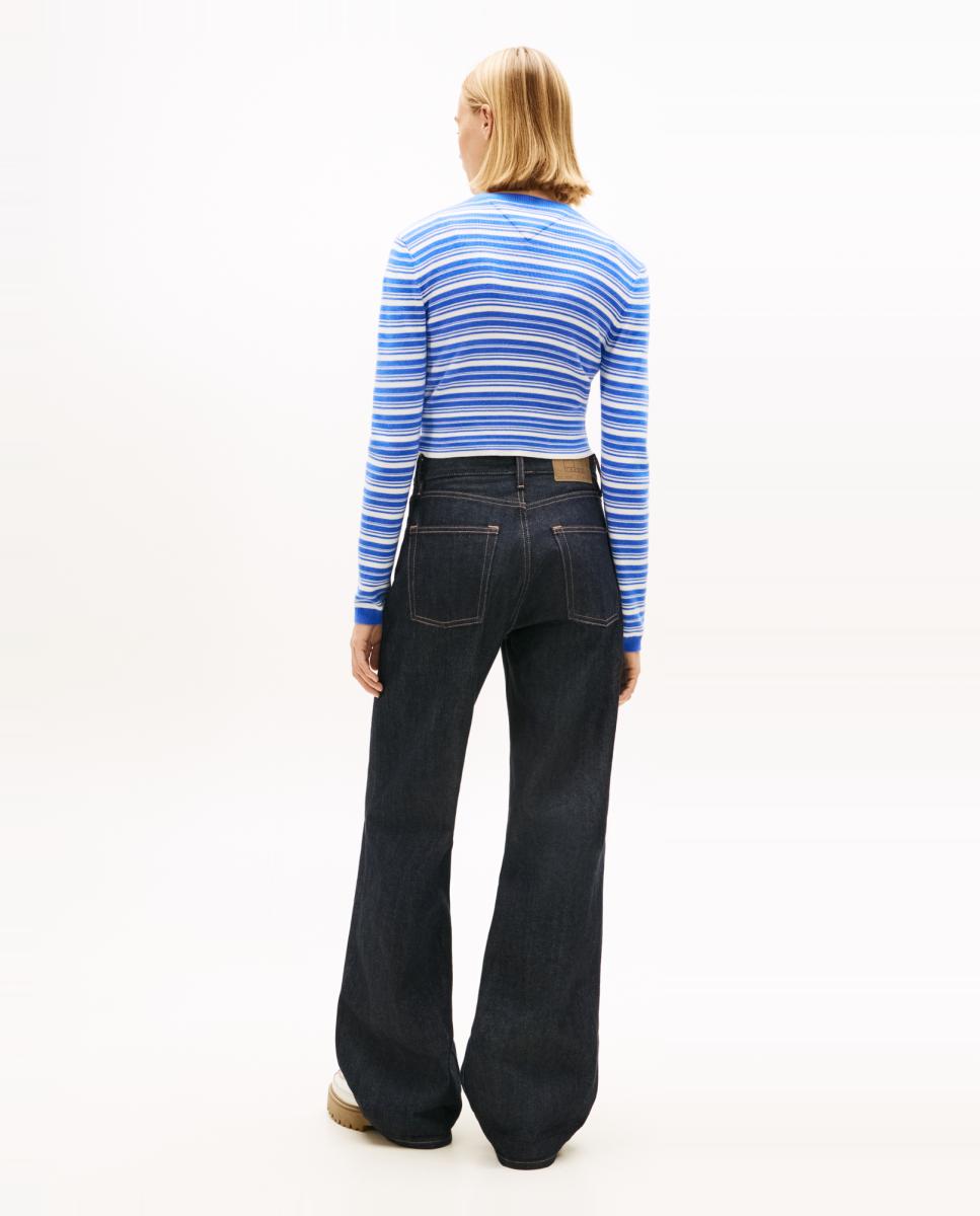 Cardigan Slim Fit às Riscas Azul-2