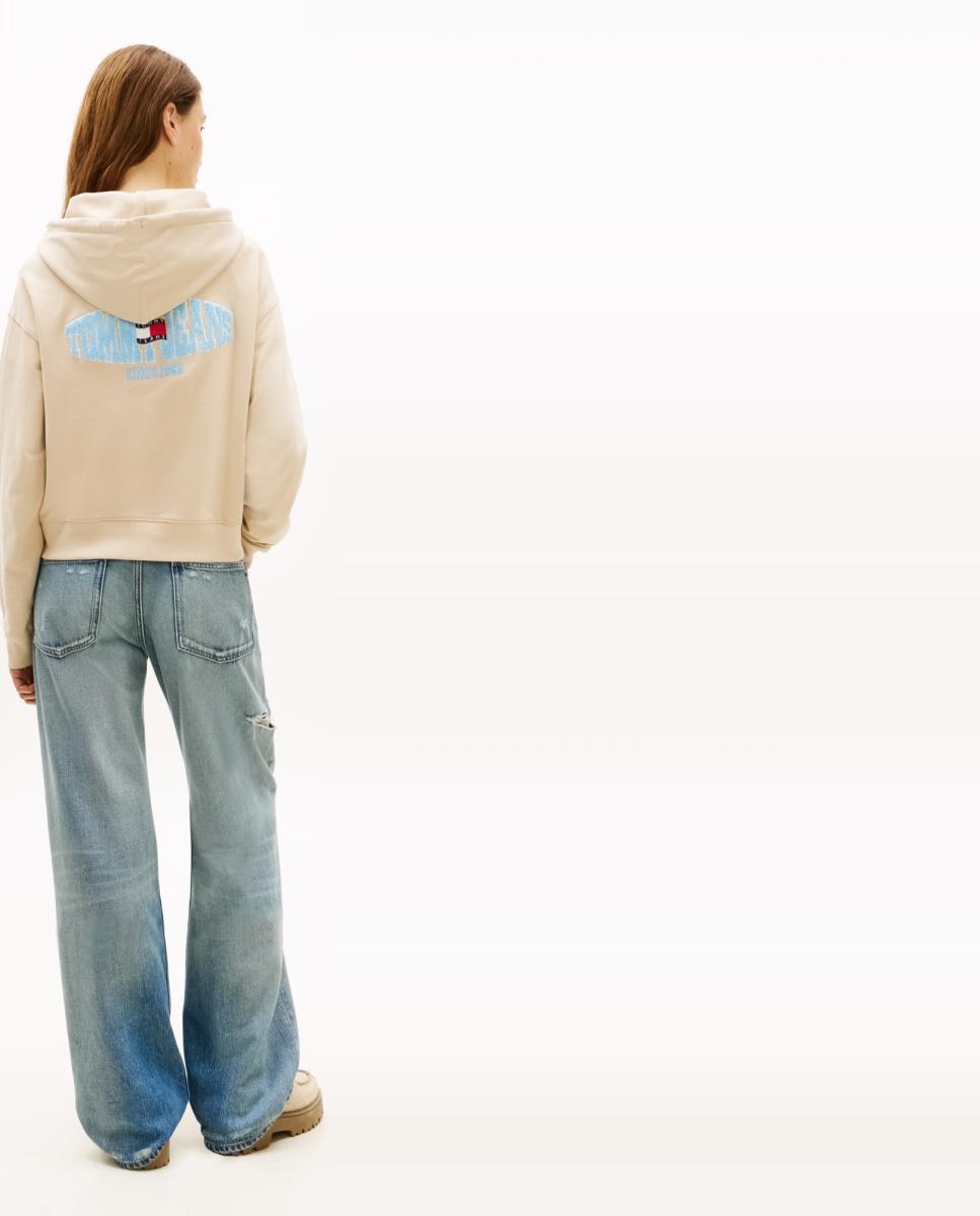 Sweatshirt Relaxed Fit com Capuz Bege-2