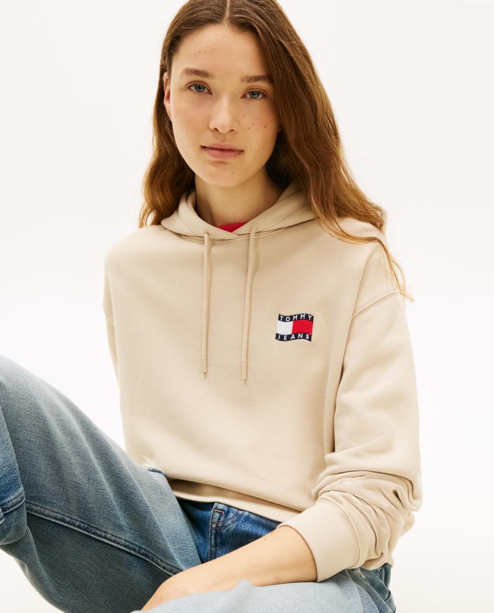 Sweatshirt Relaxed Fit com Capuz Bege-3
