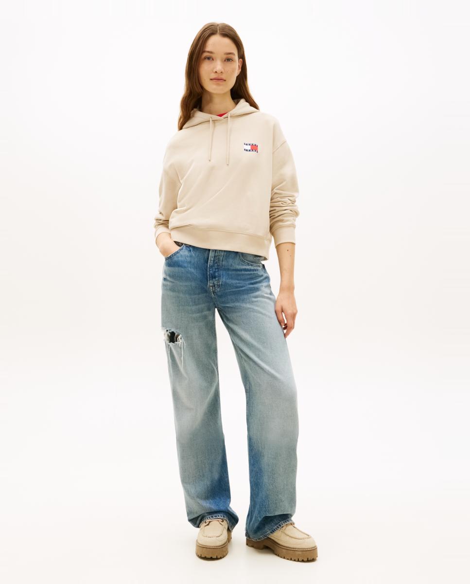 Sweatshirt Relaxed Fit com Capuz Bege-5