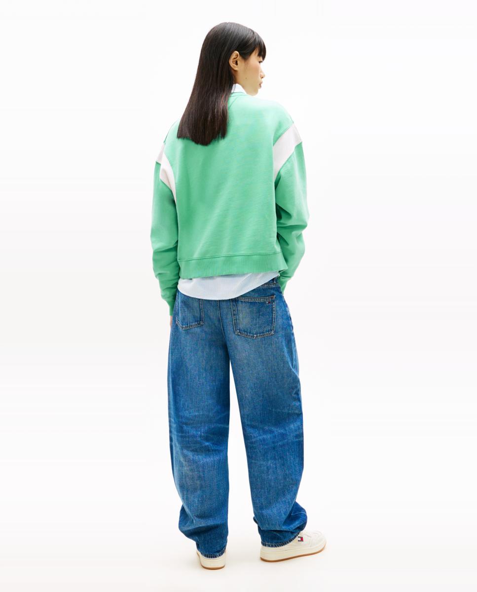 Sweatshirt sem Capuz Boxy Fit Verde Água-2