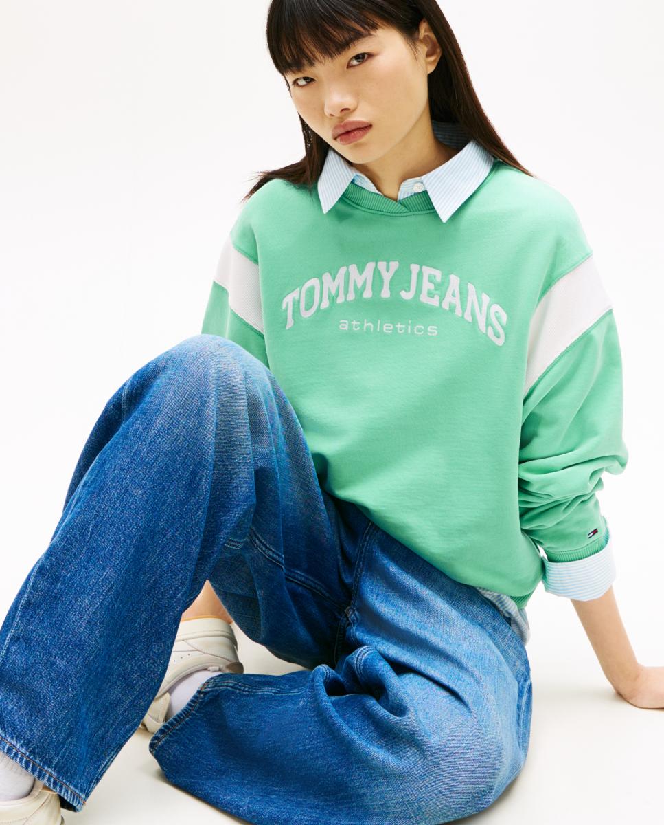 Sweatshirt sem Capuz Boxy Fit Verde Água-3