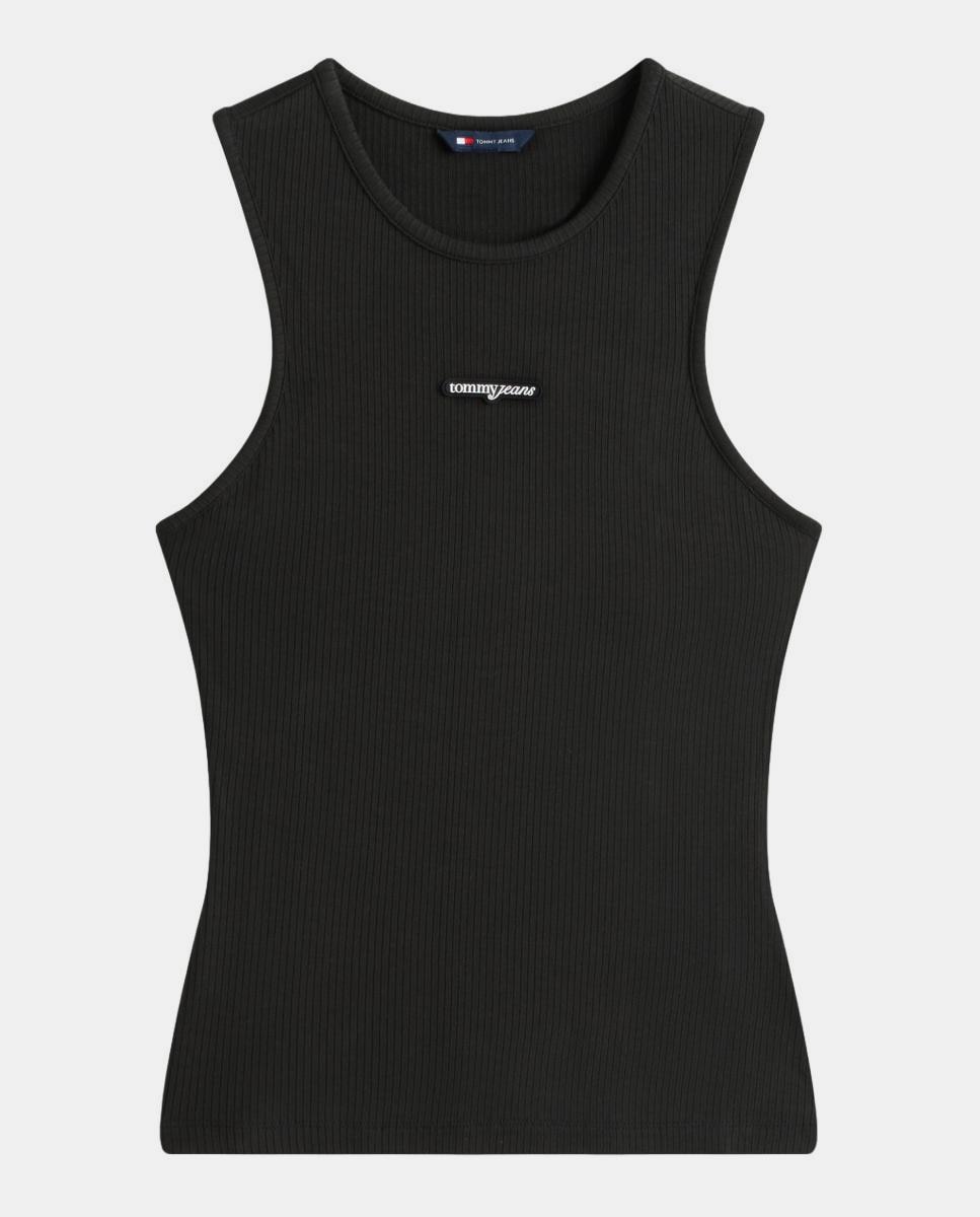 T-shirt Slim sem Mangas Preto-4
