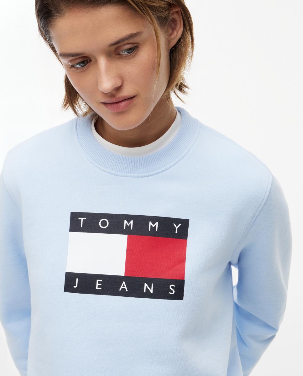 Sweatshirt com Logótipo Estampado à Frente e Regular Fit Azul-claro-2