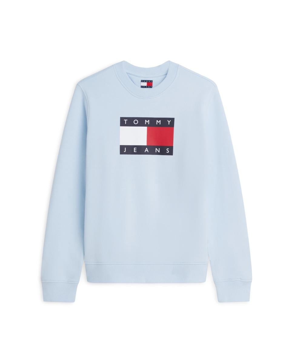 Sweatshirt com Logótipo Estampado à Frente e Regular Fit Azul-claro-4