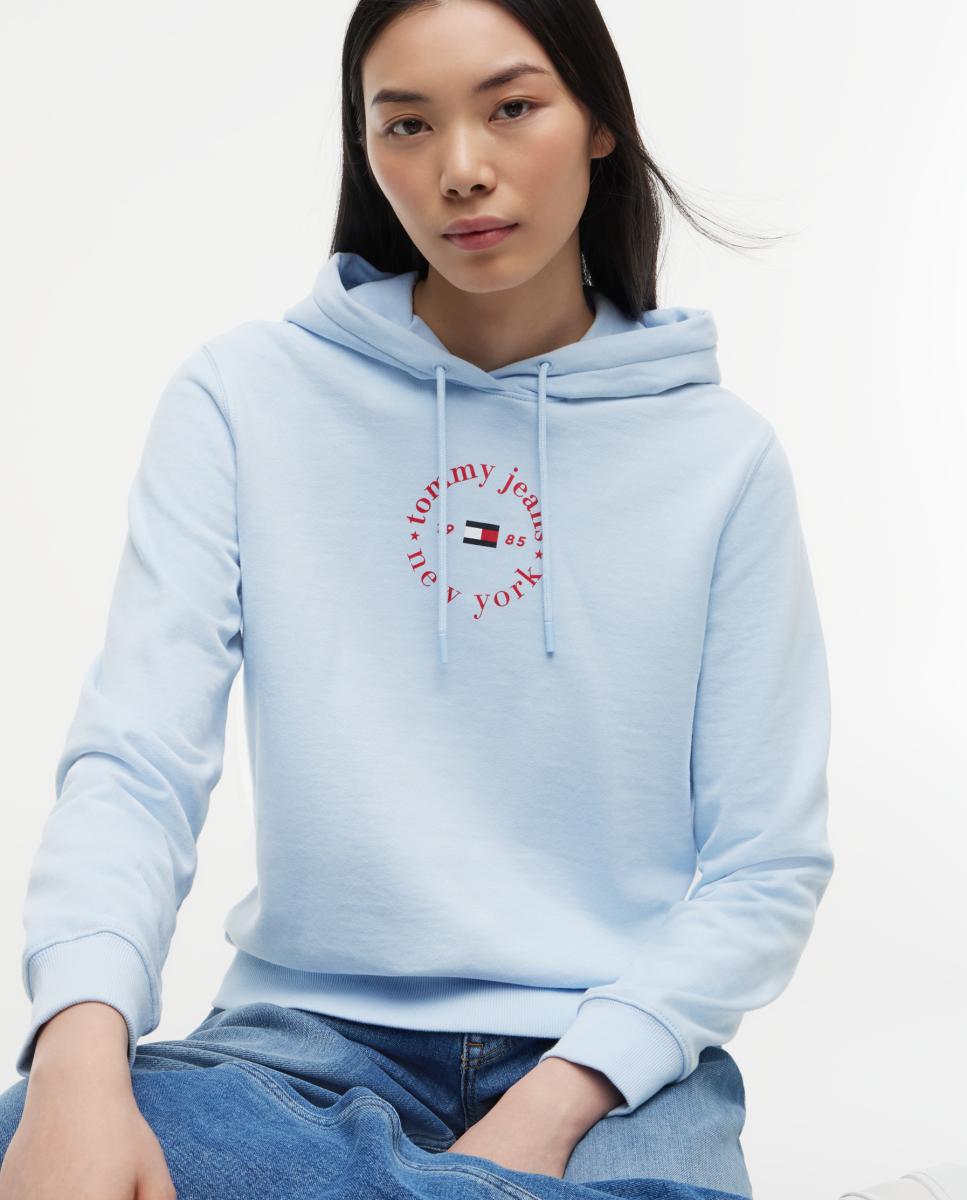 Sweatshirt Fit Regular com Capuz Azul-claro-2