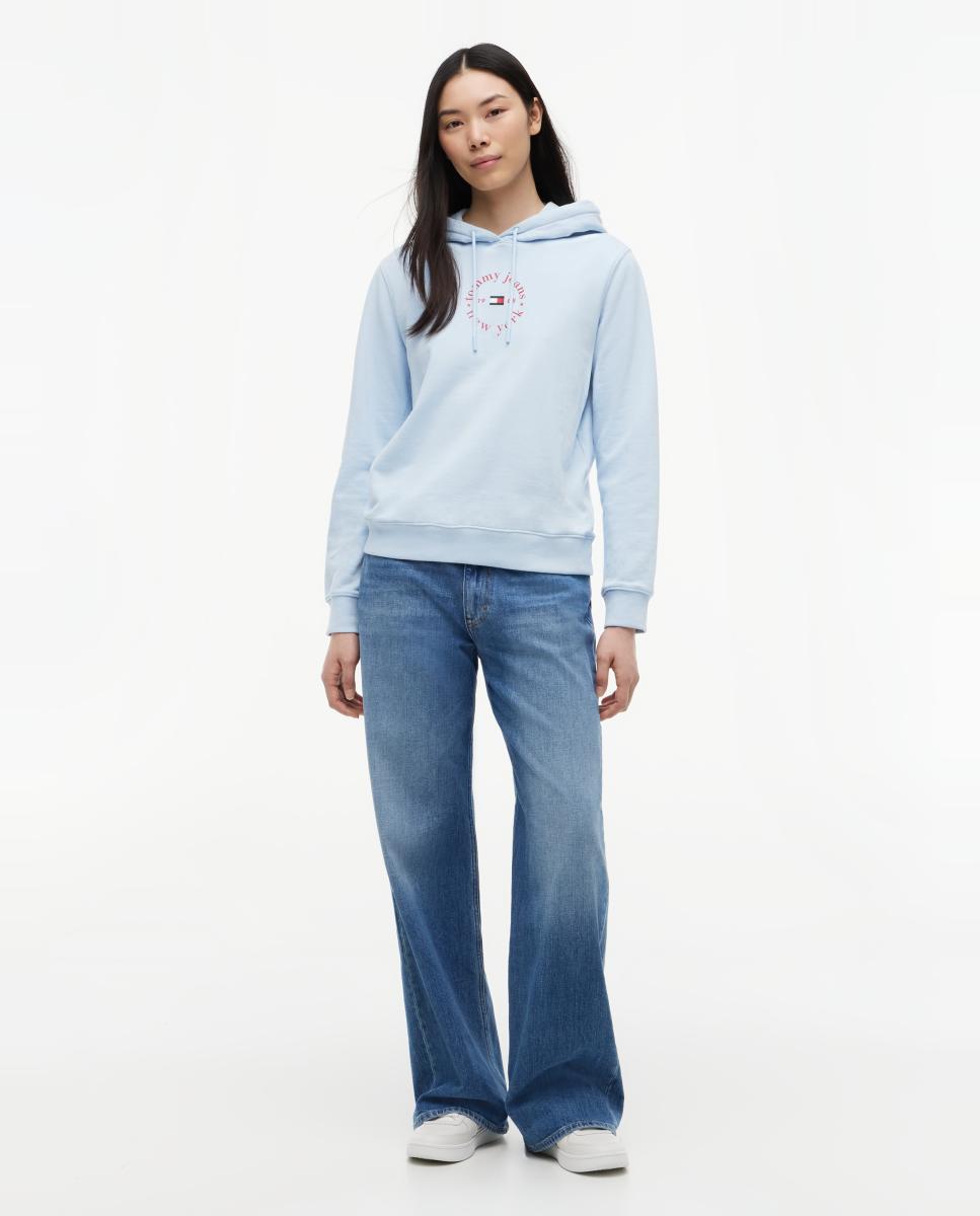Sweatshirt Fit Regular com Capuz Azul-claro-5