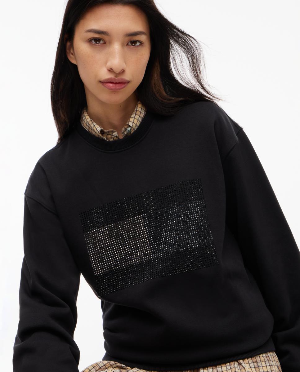 Sweatshirt Festive Oversized Fit Preto-3