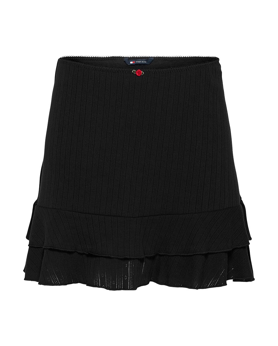 Minissaia em Tecido Pointelle Preto-7