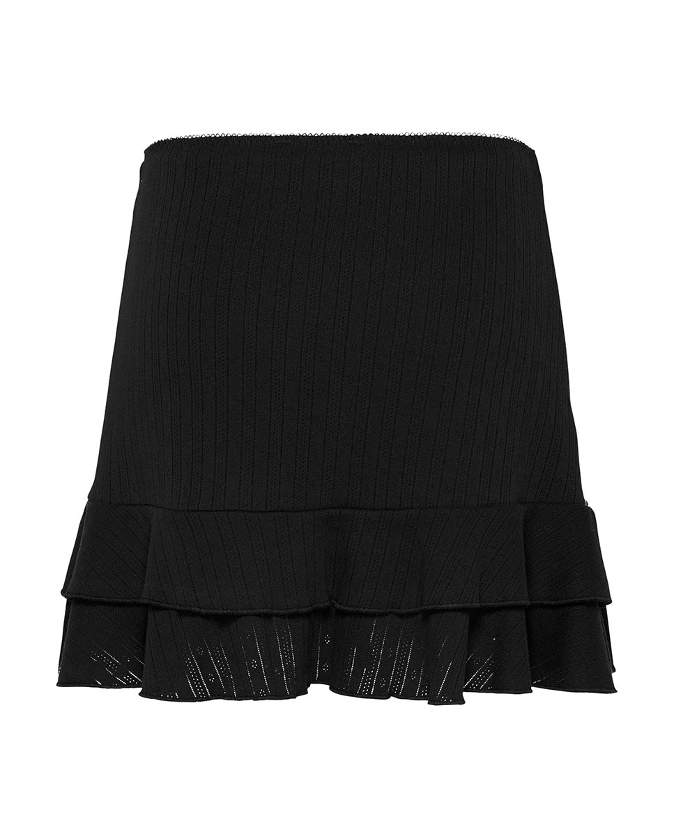 Minissaia em Tecido Pointelle Preto-8
