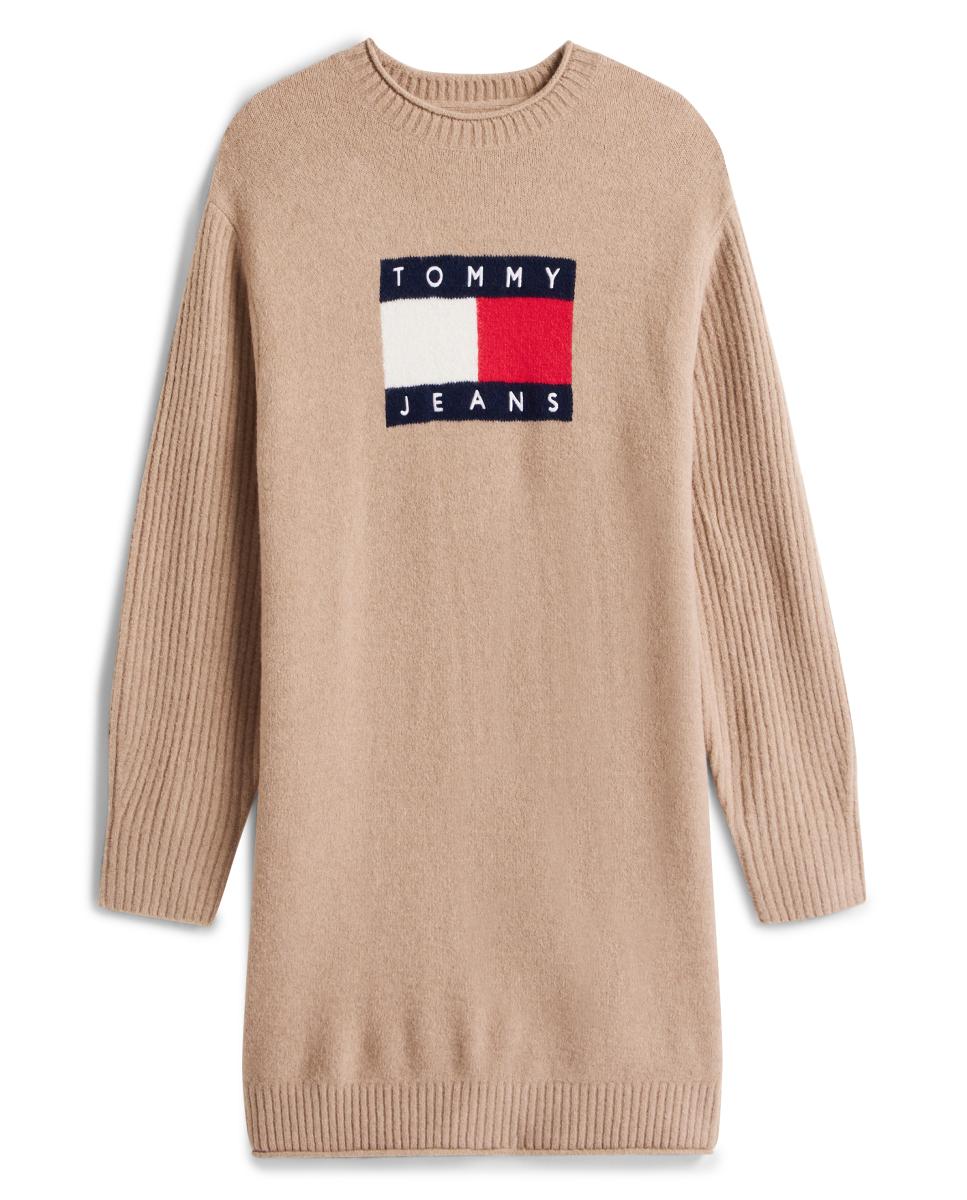 Vestido de Malha com Manga Comprida Castanho-5