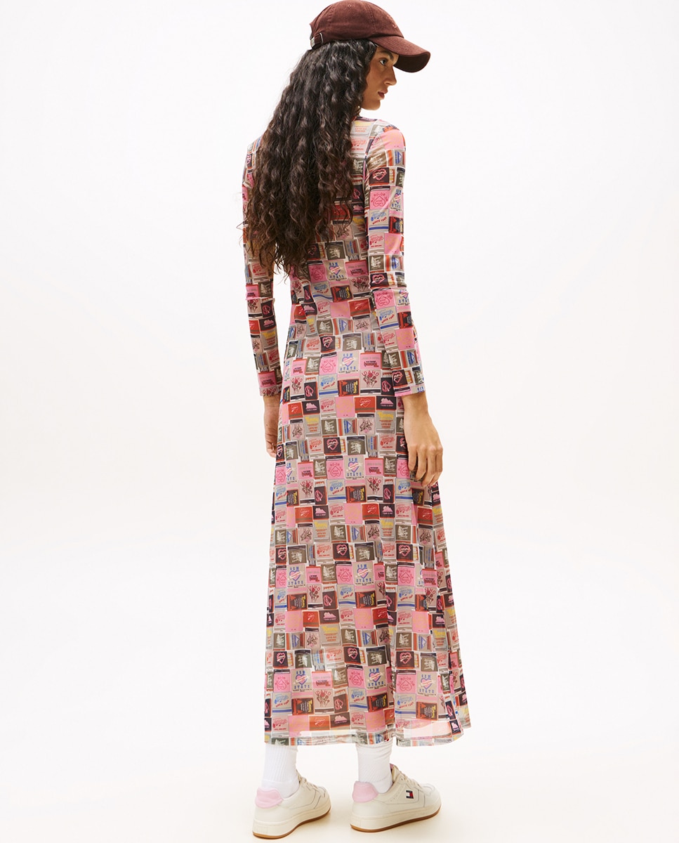 Vestido Mesh com Corte Midi Multicolor-4