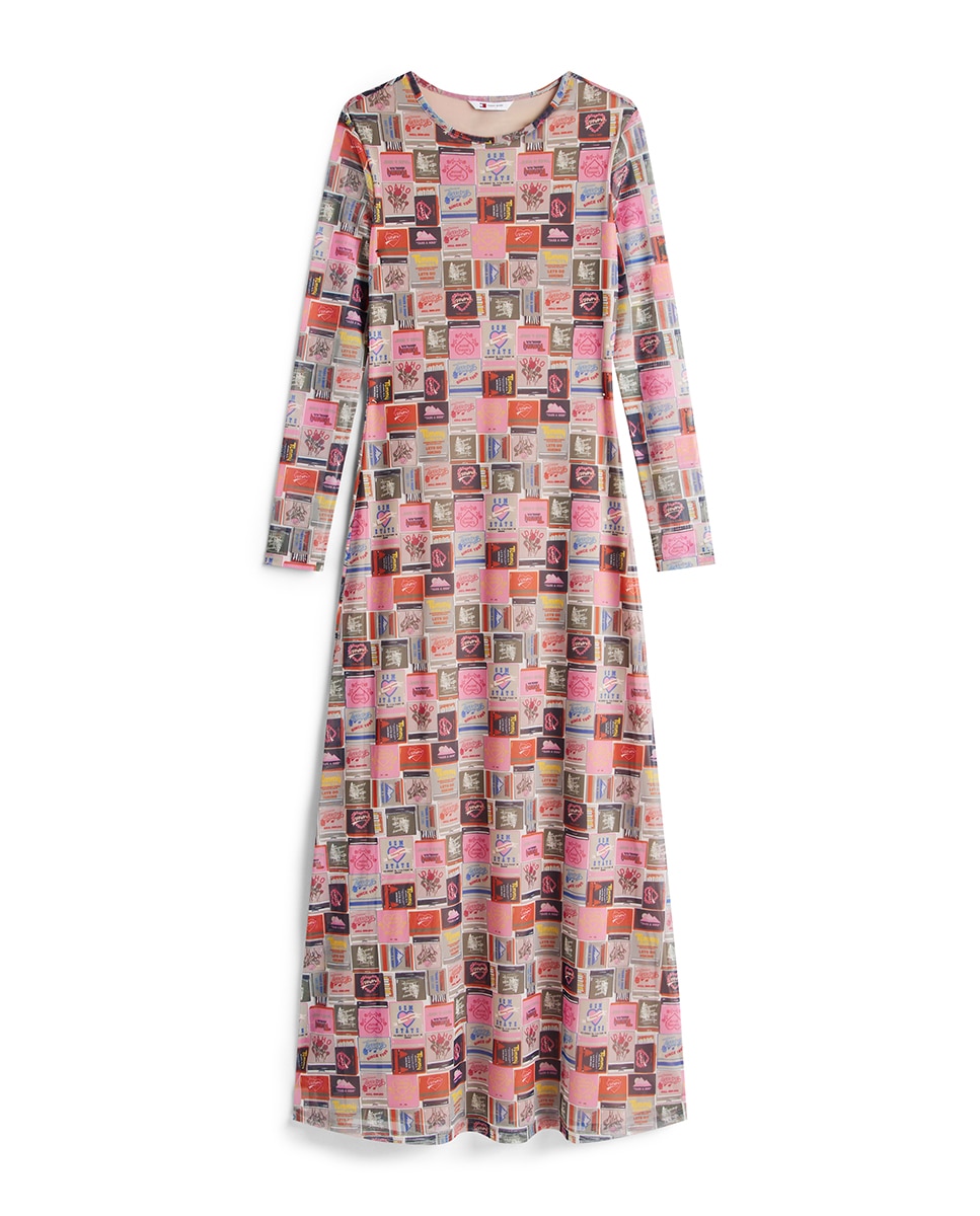 Vestido Mesh com Corte Midi Multicolor-5