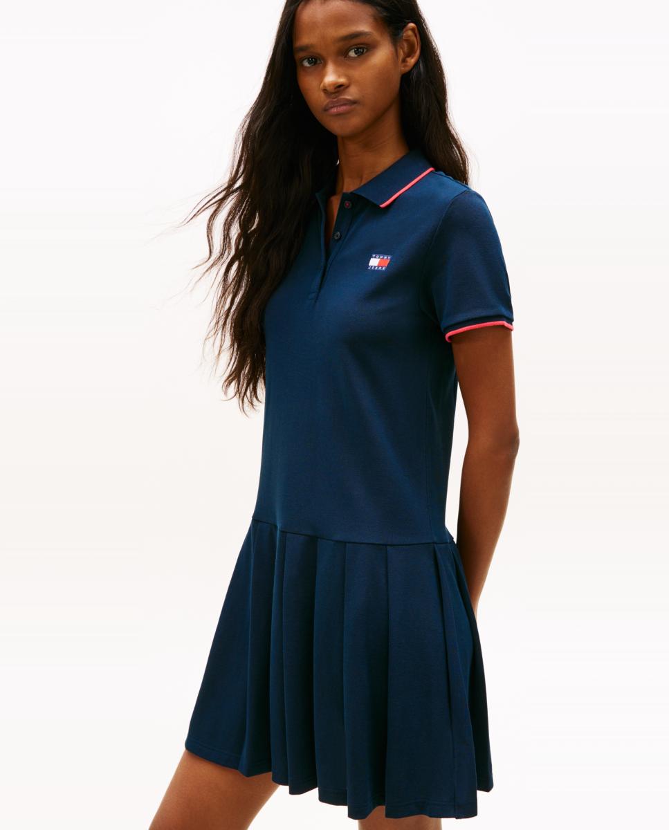 Vestido Tipo Polo Plissado Azul-marinho-2