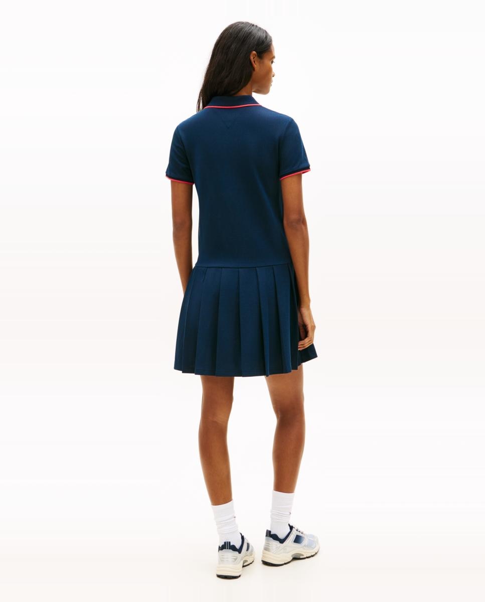 Vestido Tipo Polo Plissado Azul-marinho-4