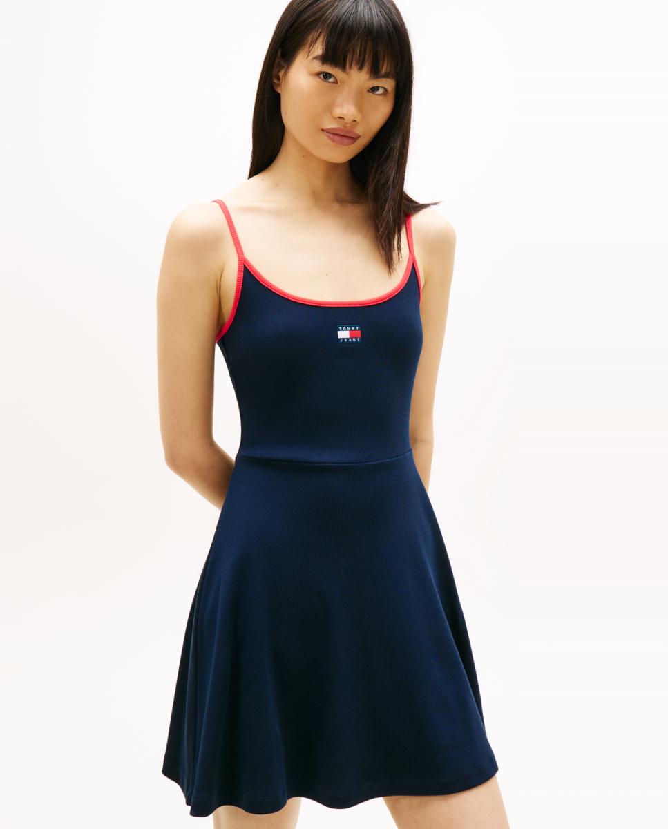 Vestido Skater Fit de Alças Azul-marinho-3