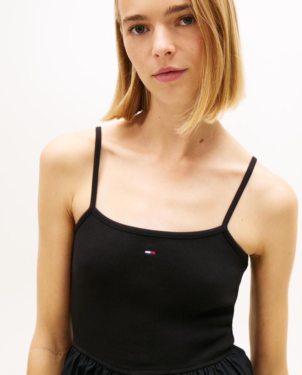 Vestido com Saia de Popelina Preto-3