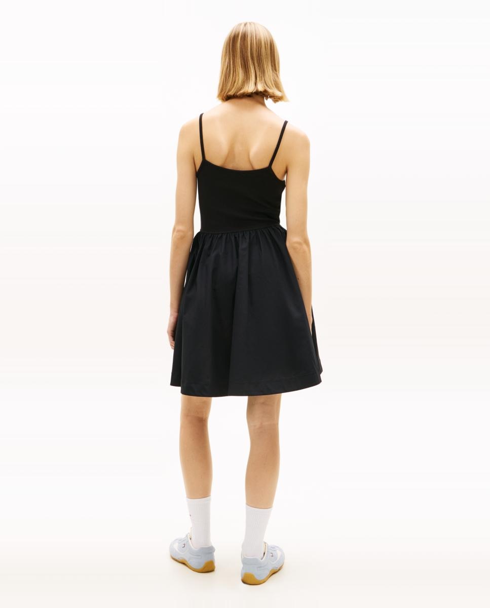 Vestido com Saia de Popelina Preto-4