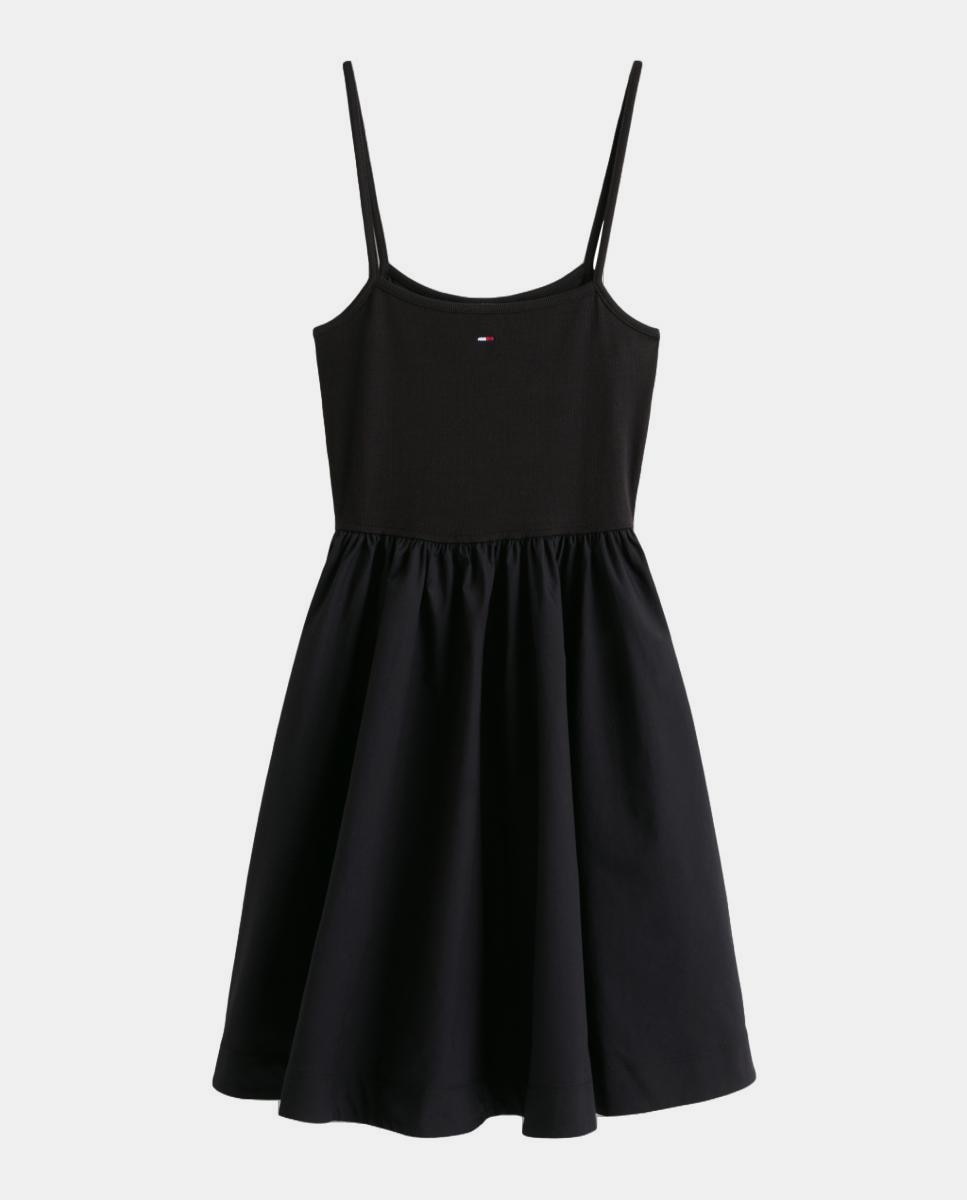 Vestido com Saia de Popelina Preto-5