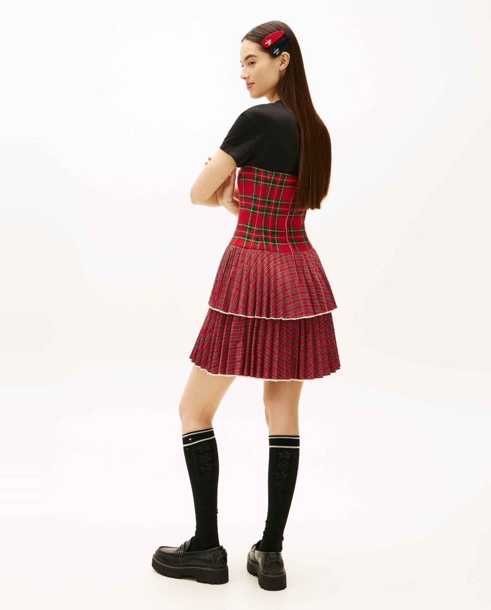 Vestido aos Quadrados Tommy Girl Vermelho-2