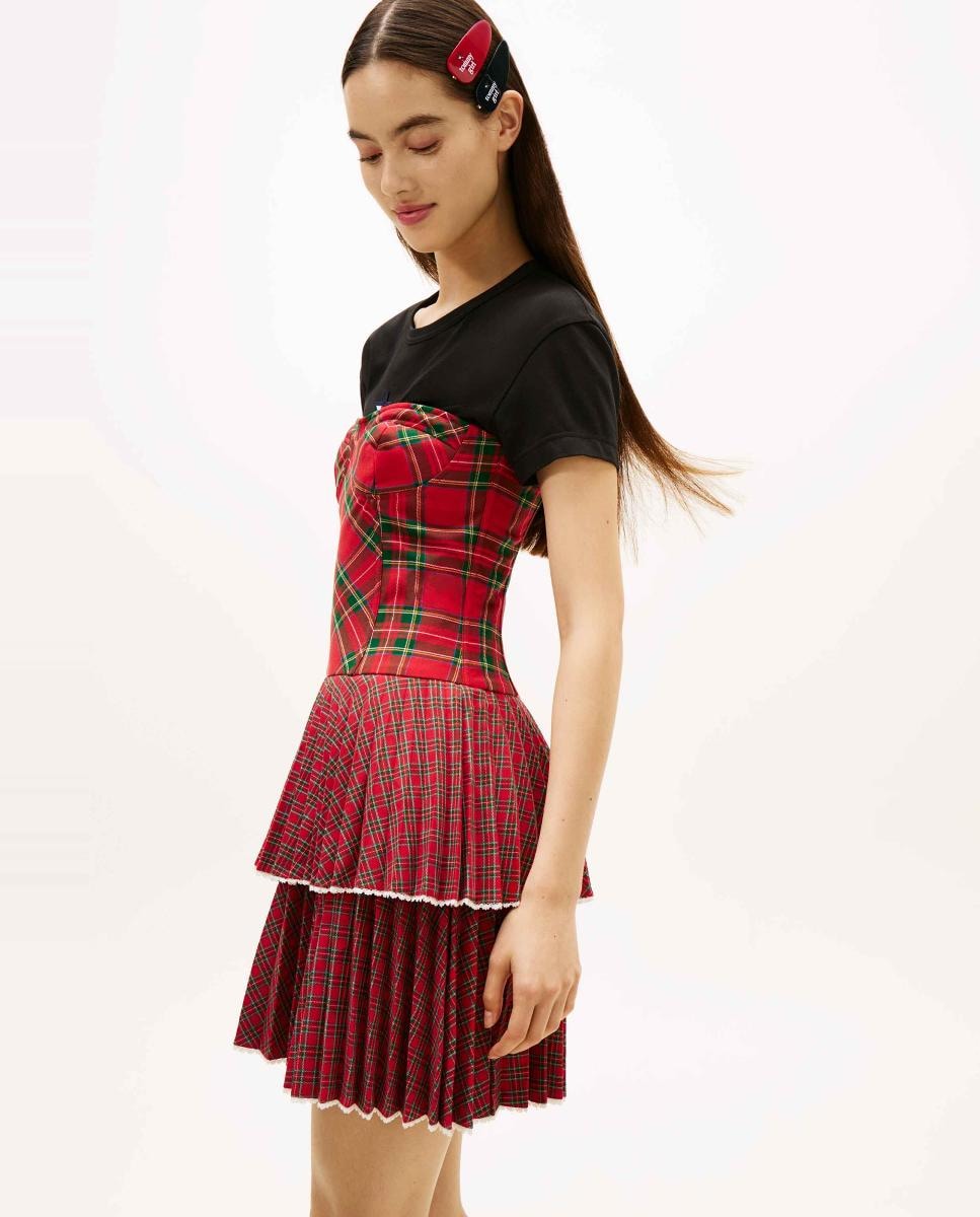 Vestido aos Quadrados Tommy Girl Vermelho-4