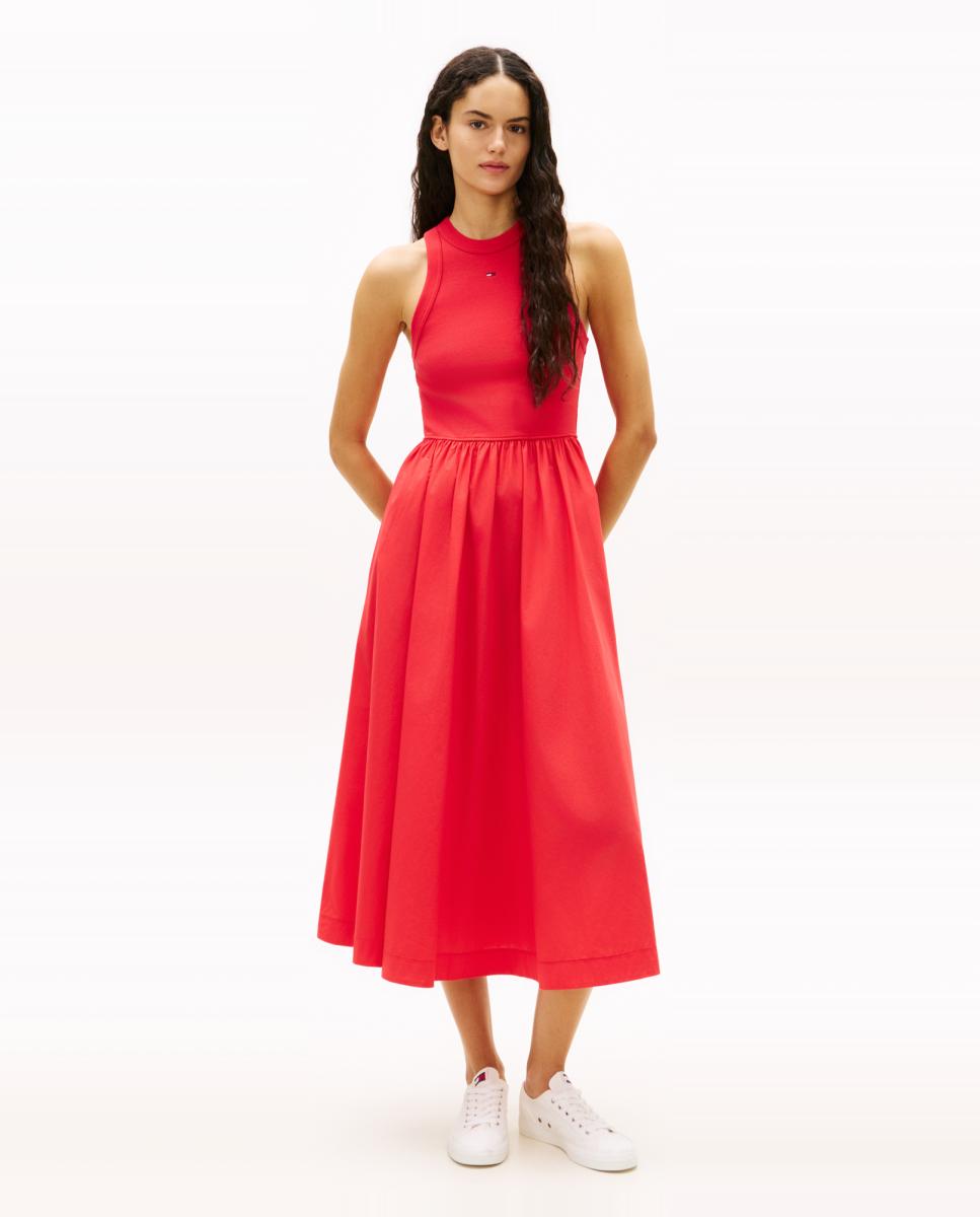 Imagem 0 de Vestido Comprido Slim Fit com Saia de Popelina