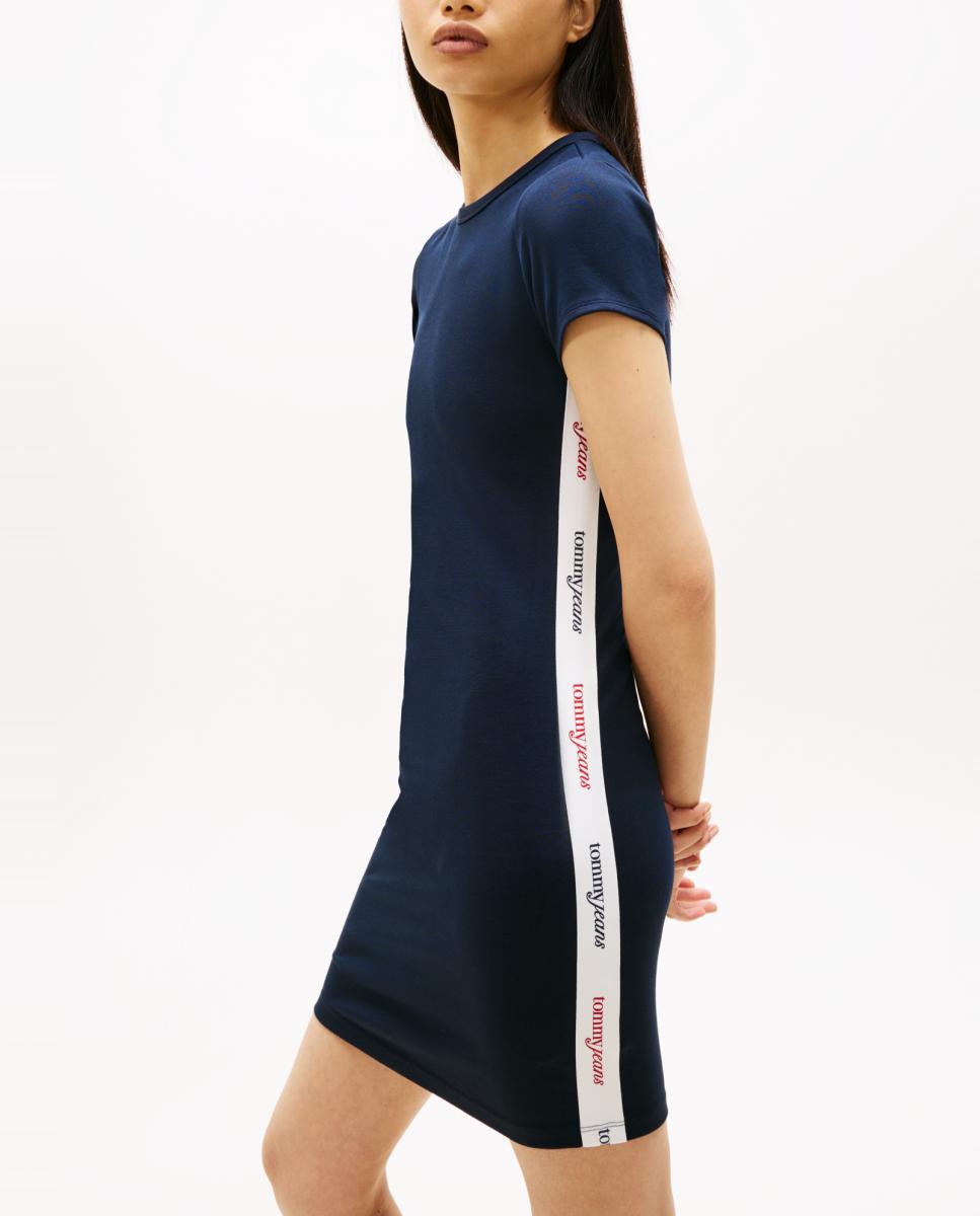 Vestido Justo com Fita Lateral Azul-marinho-2
