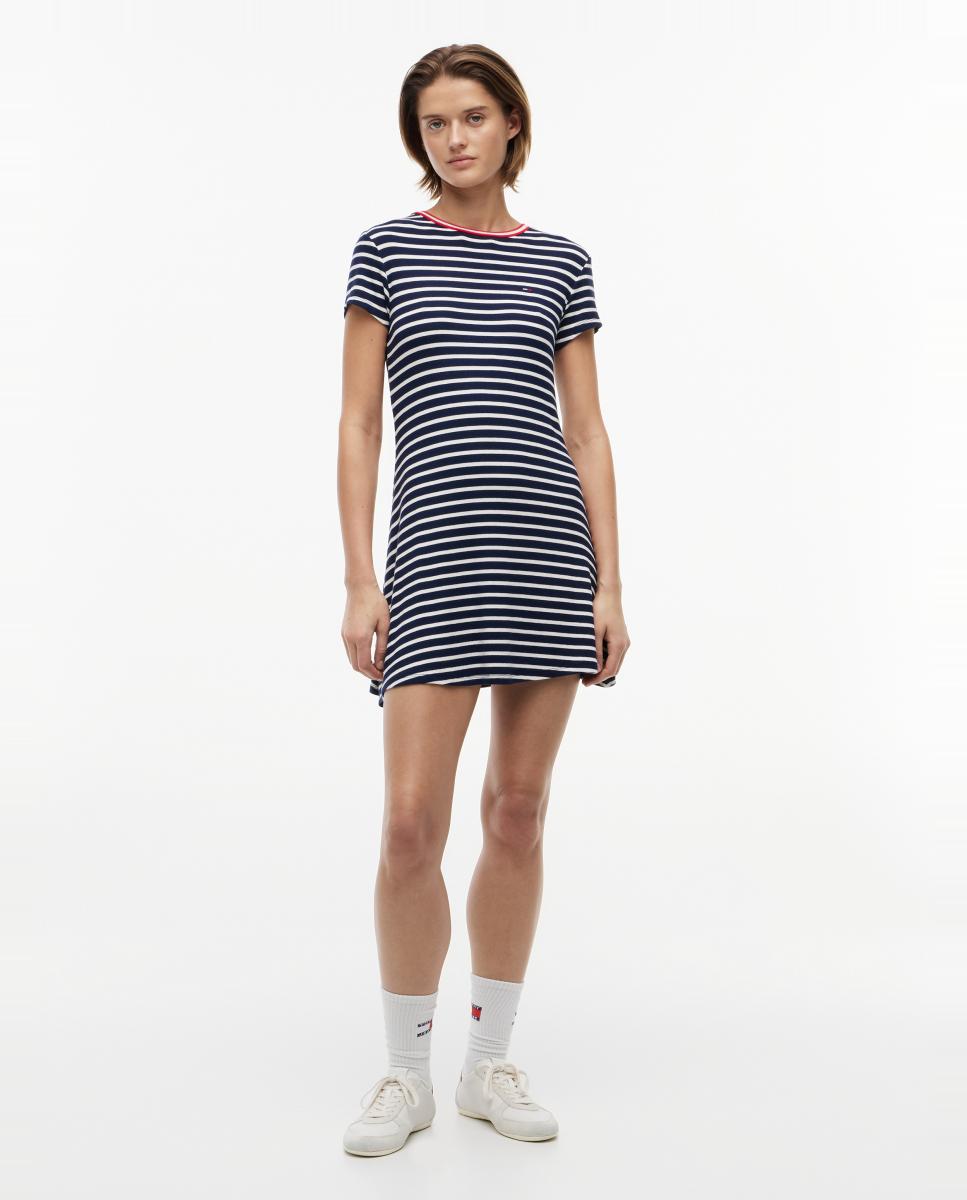 Imagem 0 de Vestido de Corte Mini com Desenho às Riscas