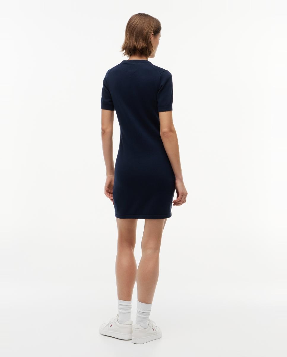 Vestido de Malha com Manga Curta Azul-marinho-4