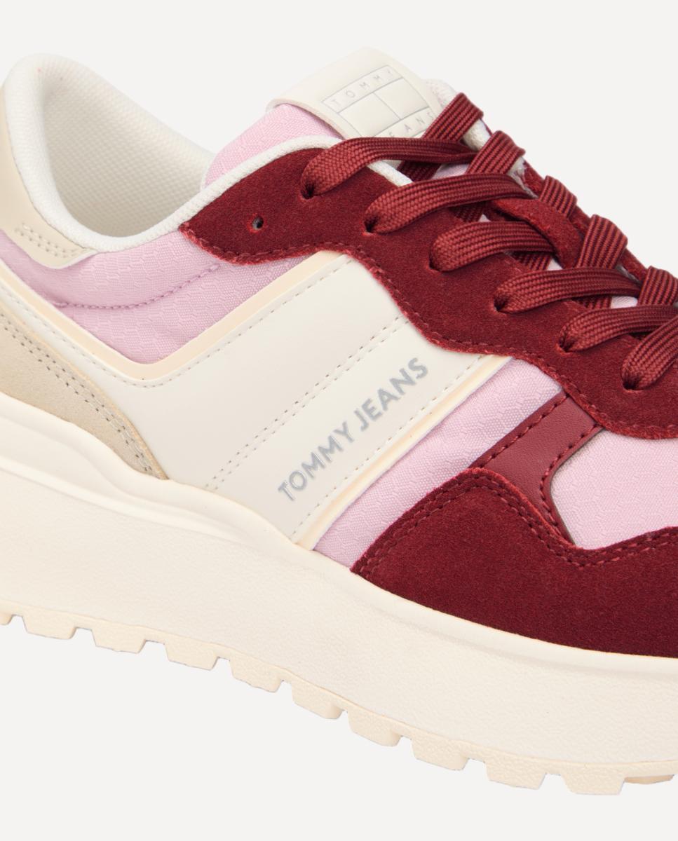 Sapatilhas Runner com Desenho de Painéis Grená-5
