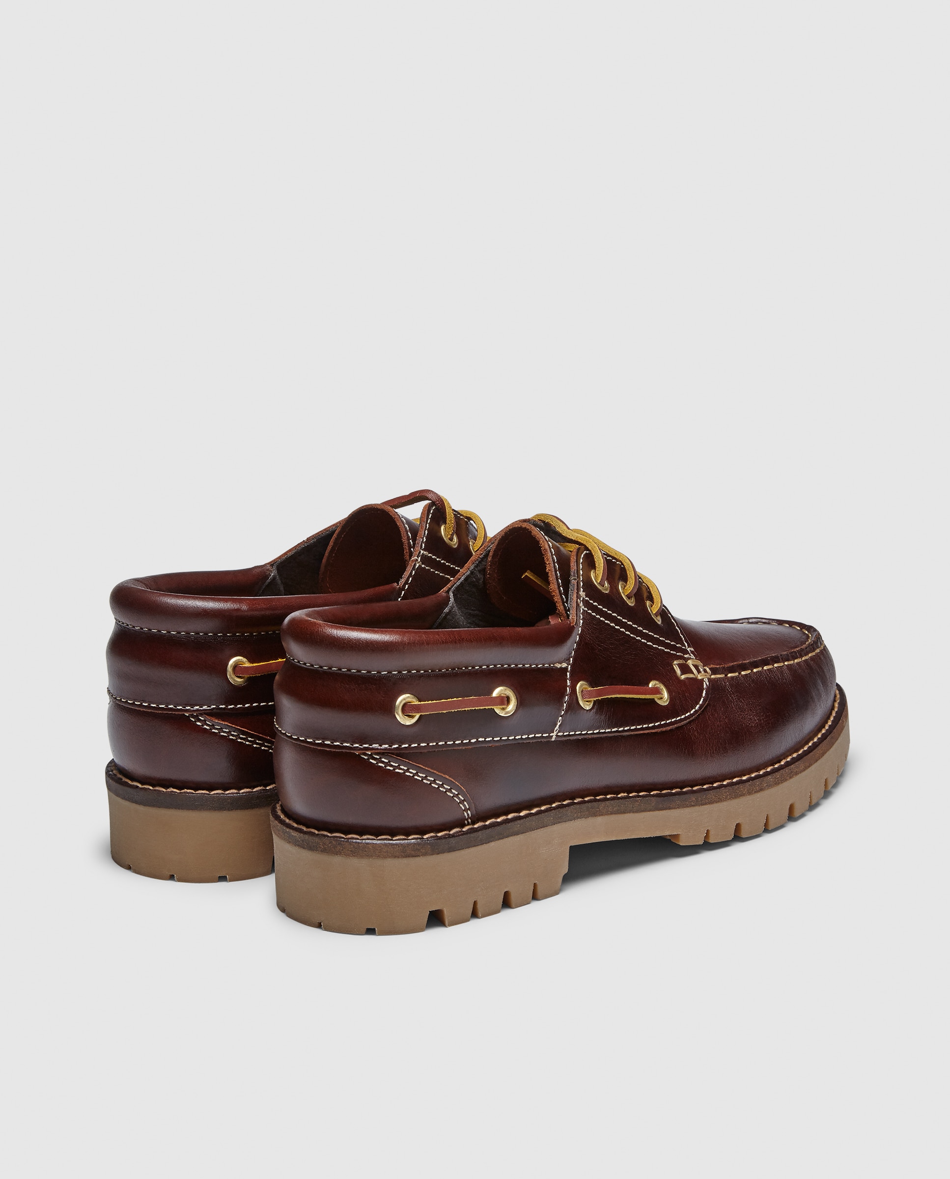 Náutico cordones de hombre de piel con piso de goma Marrón-3