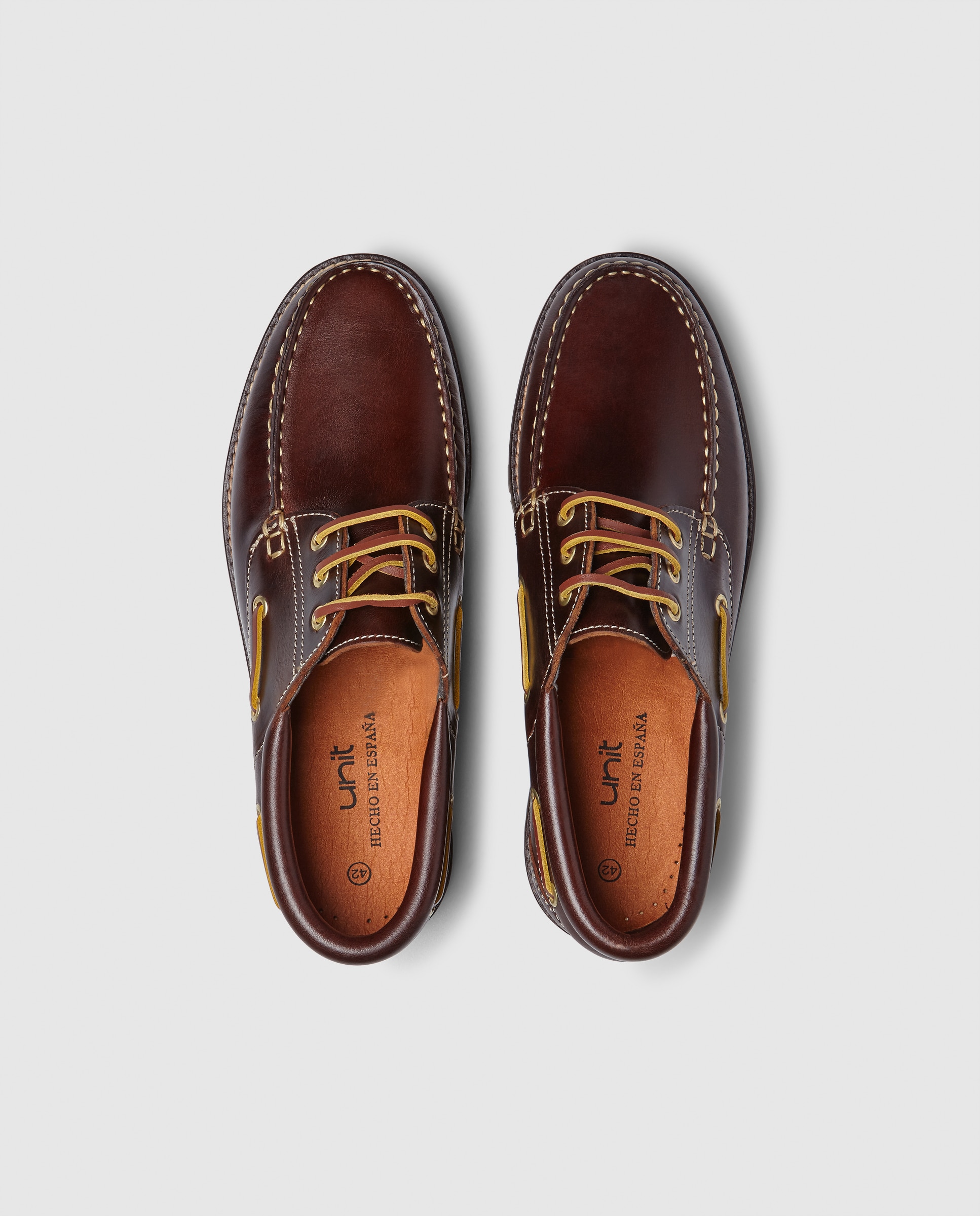 Náutico cordones de hombre de piel con piso de goma Marrón-4