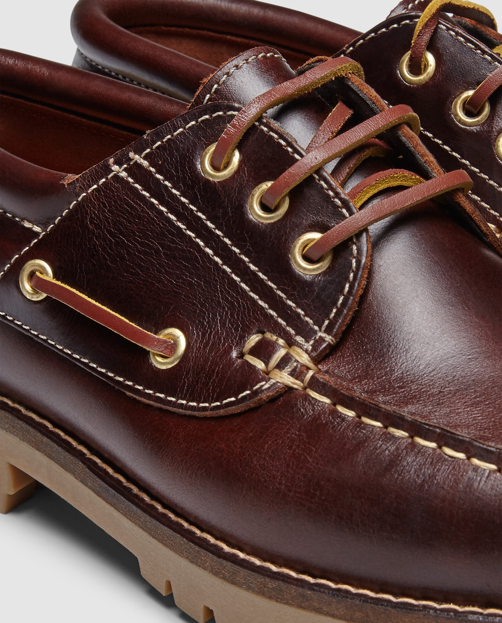 Náutico cordones de hombre de piel con piso de goma Marrón-5
