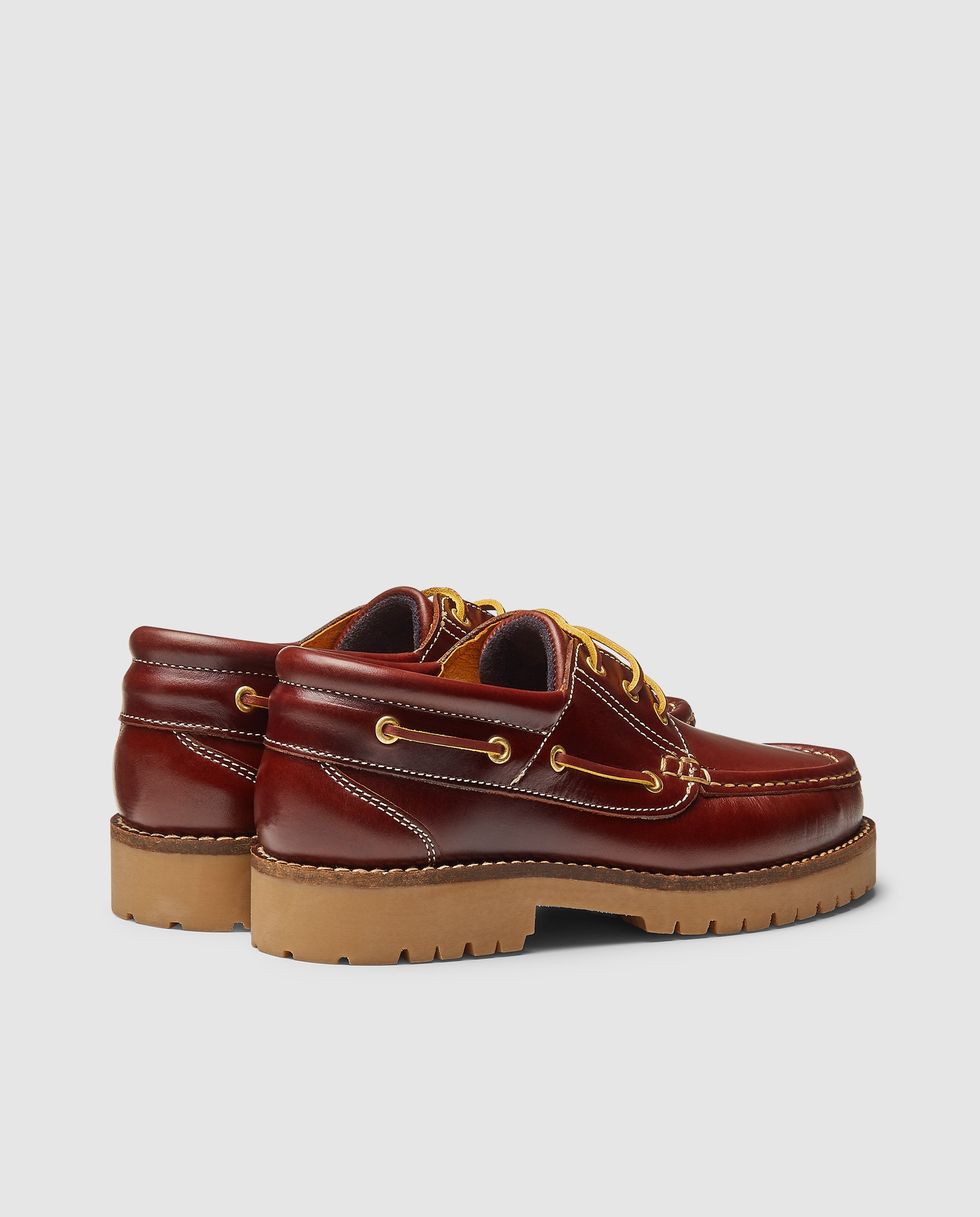 Náutico cordones de hombre de piel con piso de goma Marrón-3