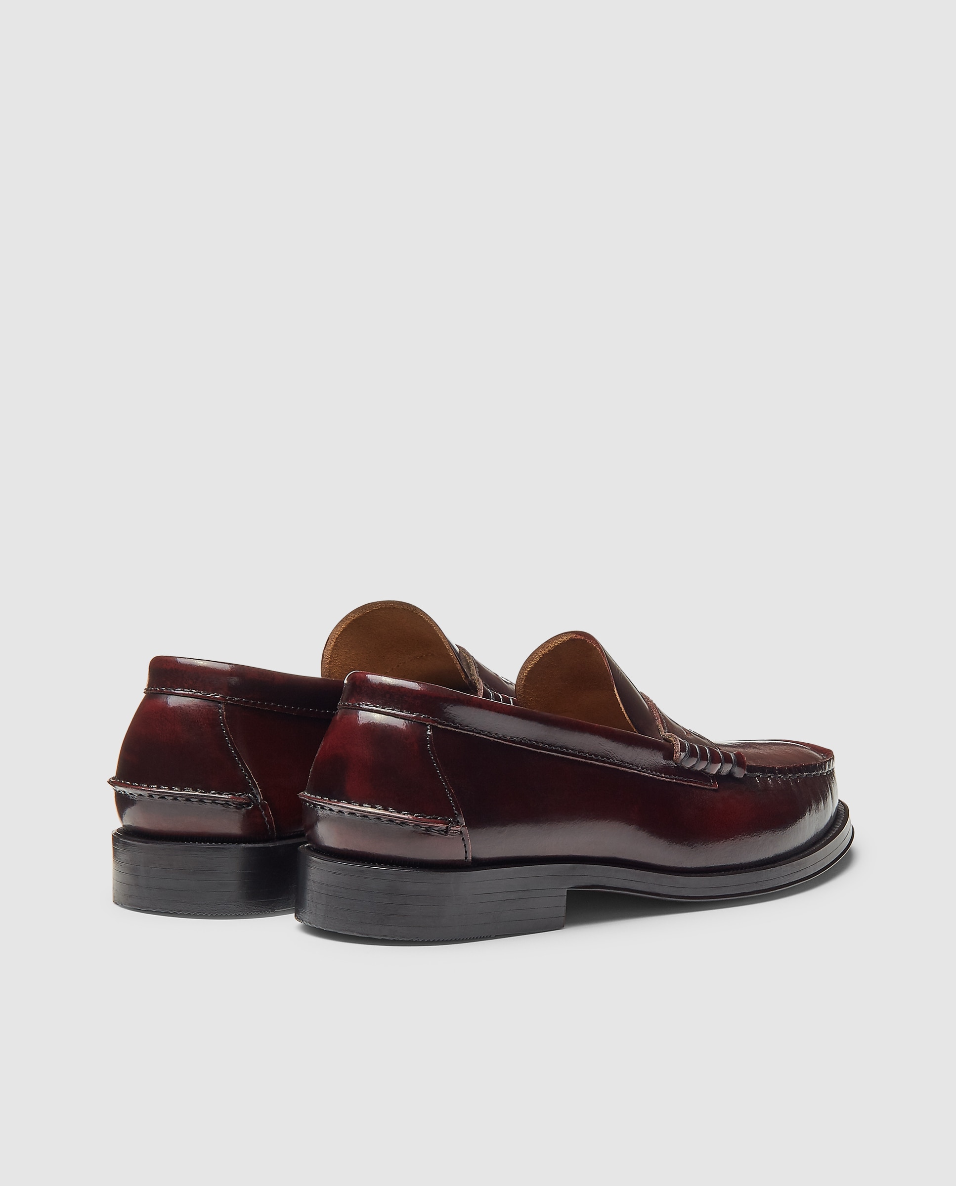 Mocasin castellano de hombre de piel florentic con piso de cuero Burdeos-3