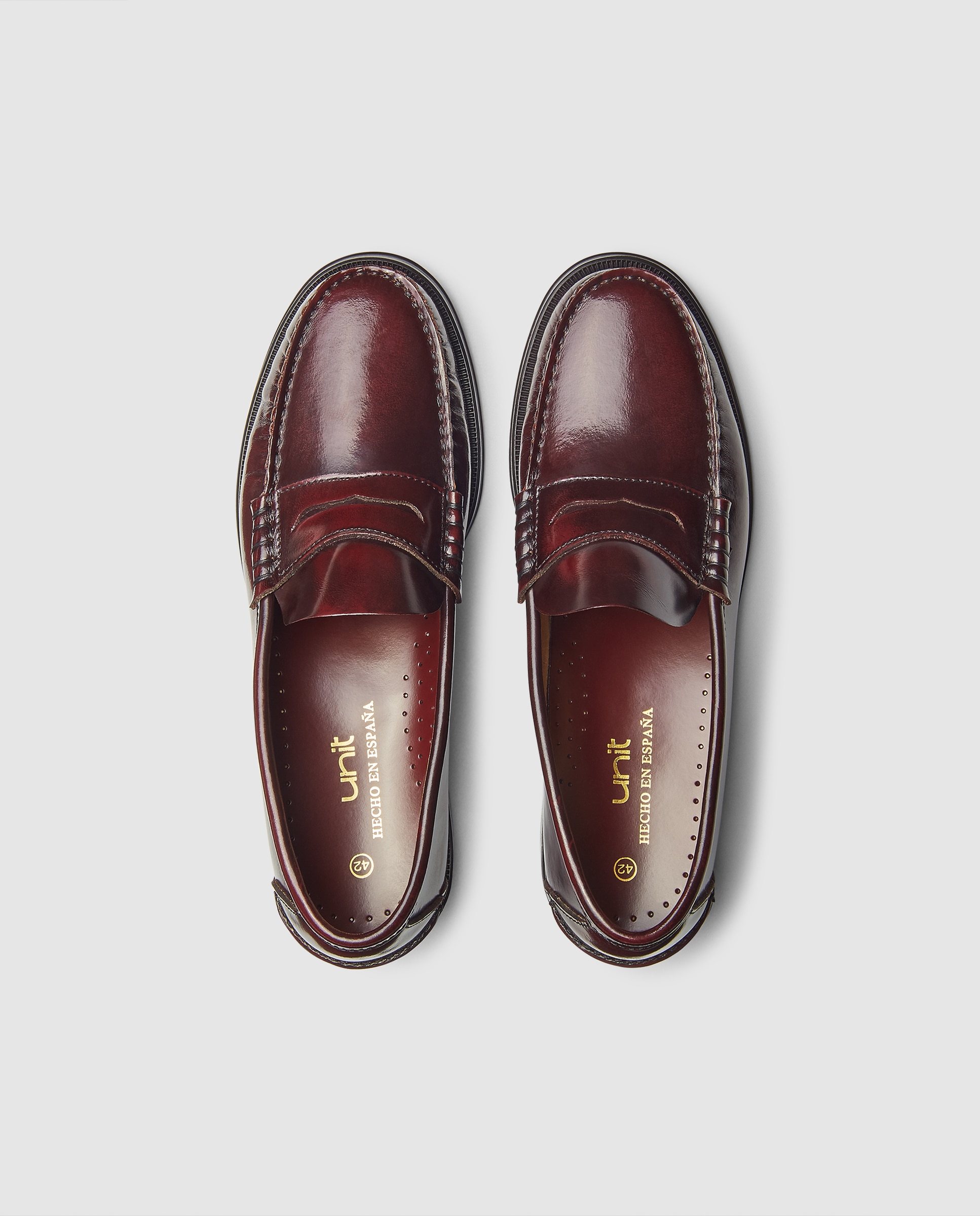 Mocasin castellano de hombre de piel florentic con piso de cuero Burdeos-4