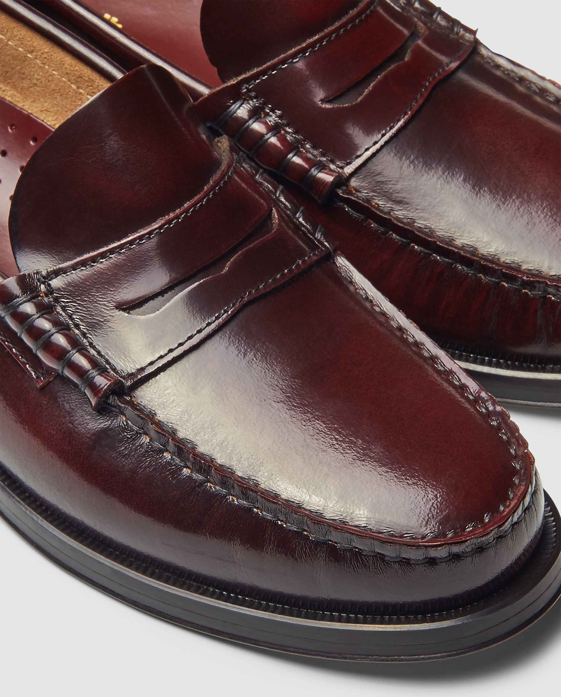 Mocasin castellano de hombre de piel florentic con piso de cuero Burdeos-5