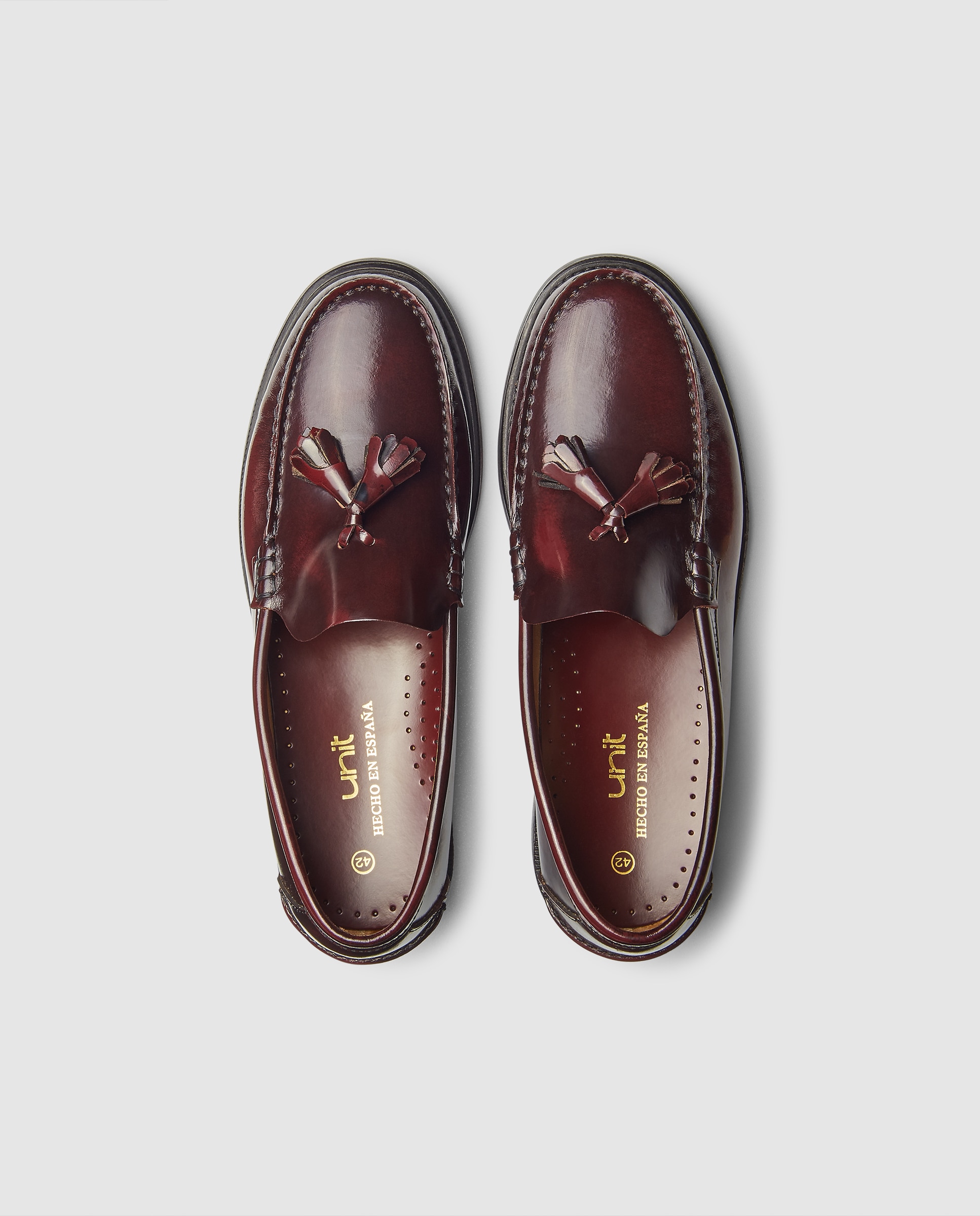 Mocasin castellano borlas de hombre de piel florentic con piso de goma Burdeos-4