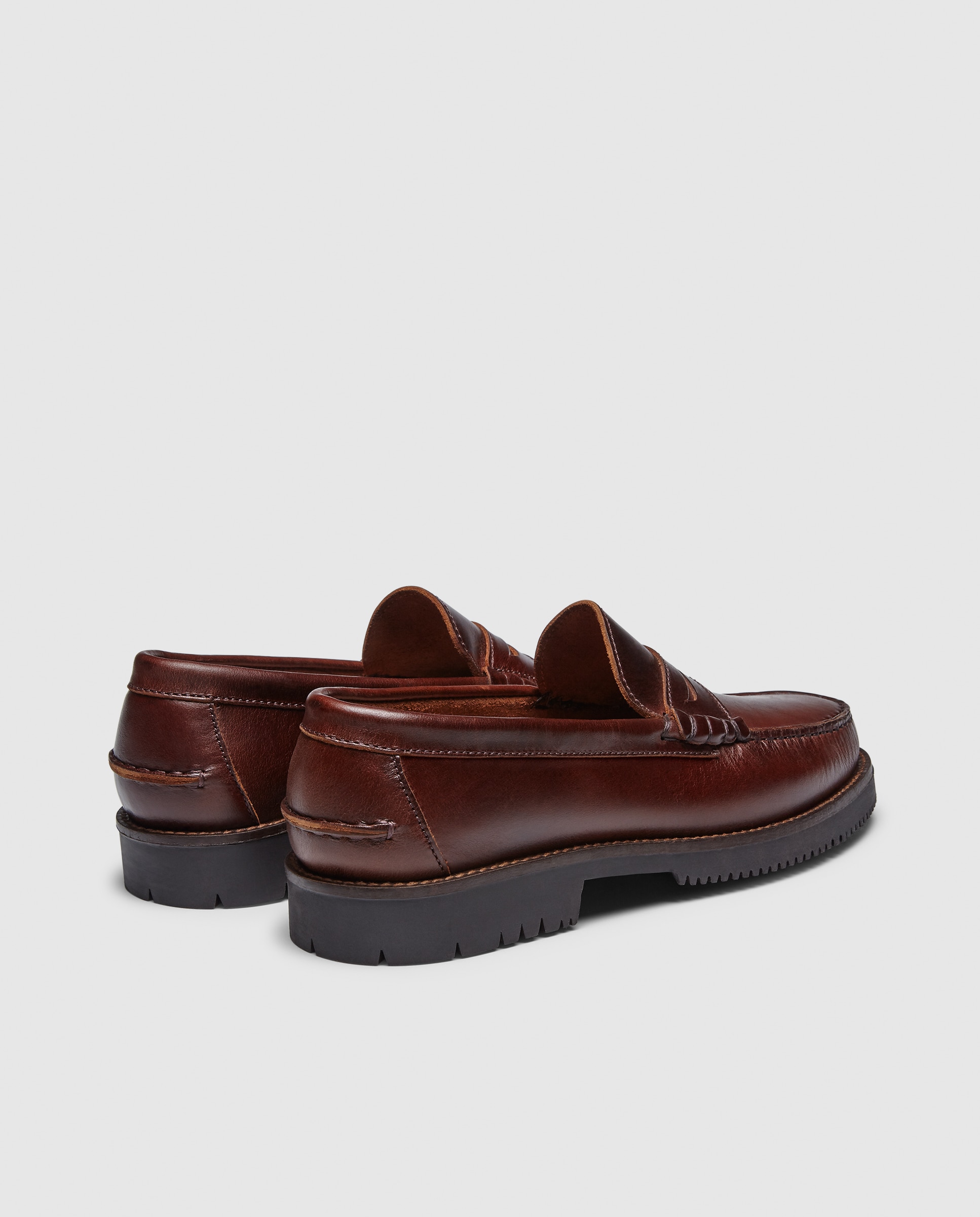 Mocasín antifaz de hombre de piel con piso de goma Marrón-3