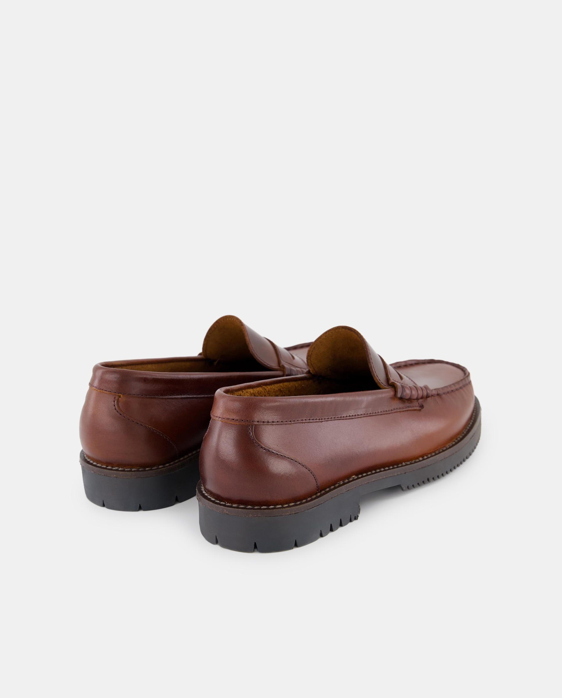 Mocasín antifaz de hombre de piel con piso de goma Marrón-5