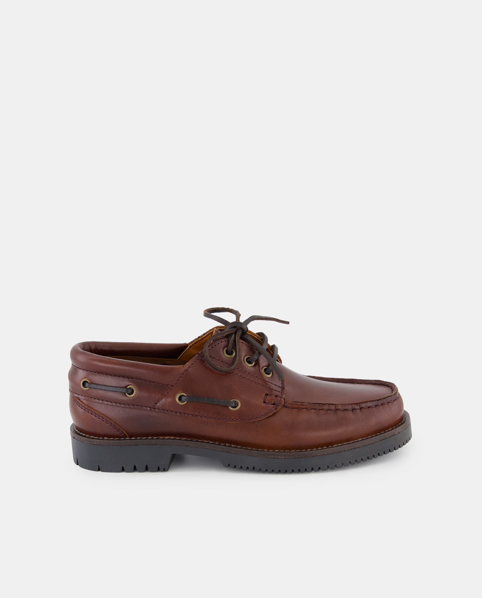 Náutico cordones de hombre de piel con piso de goma Marrón-1