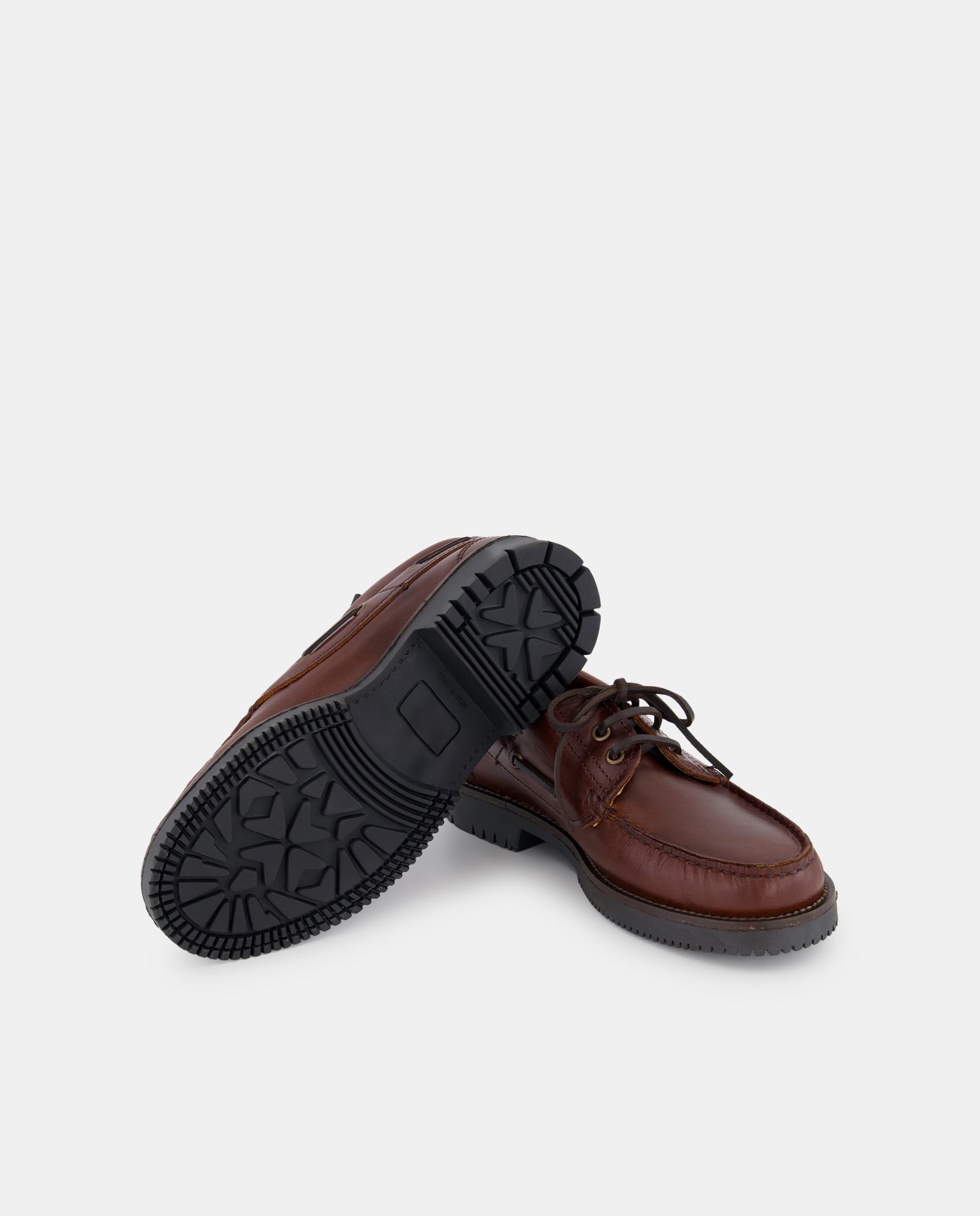 Náutico cordones de hombre de piel con piso de goma Marrón-4