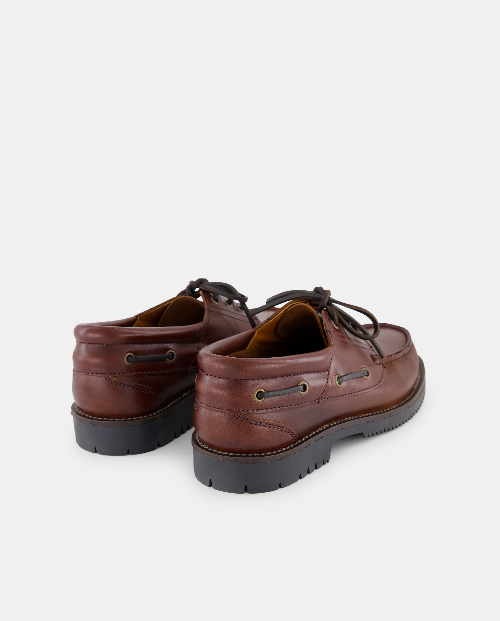 Náutico cordones de hombre de piel con piso de goma Marrón-5