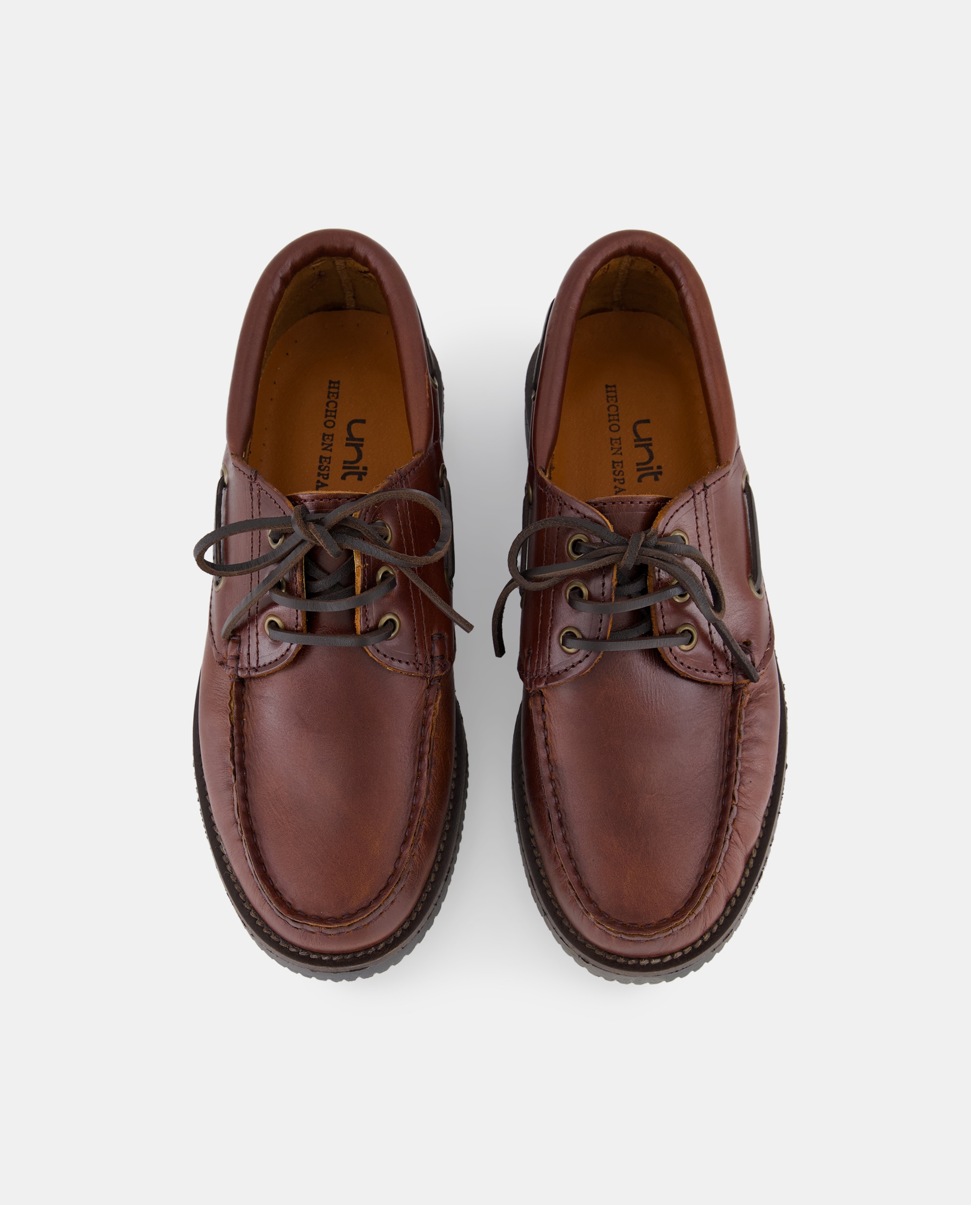 Náutico cordones de hombre de piel con piso de goma Marrón-6
