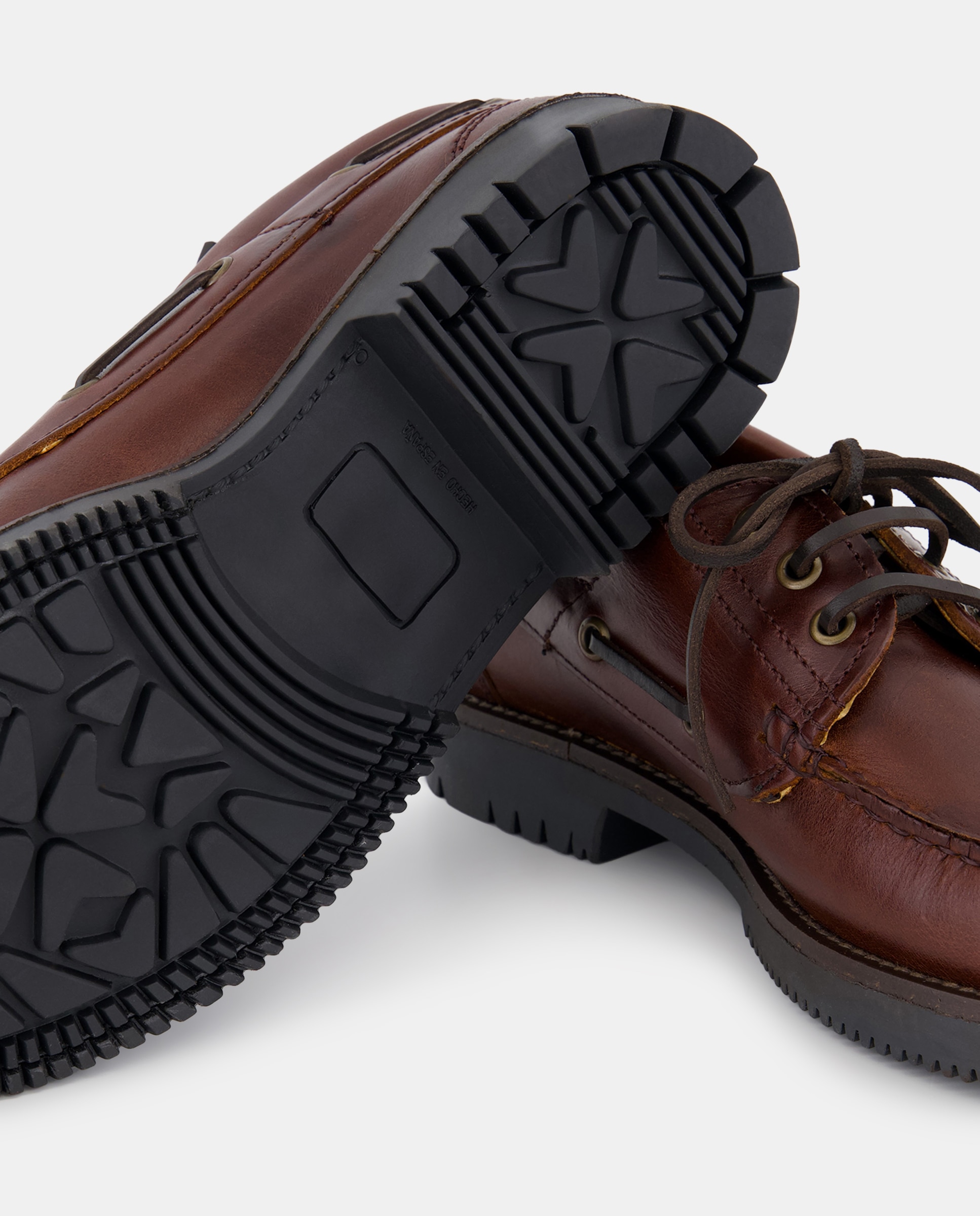 Náutico cordones de hombre de piel con piso de goma Marrón-7
