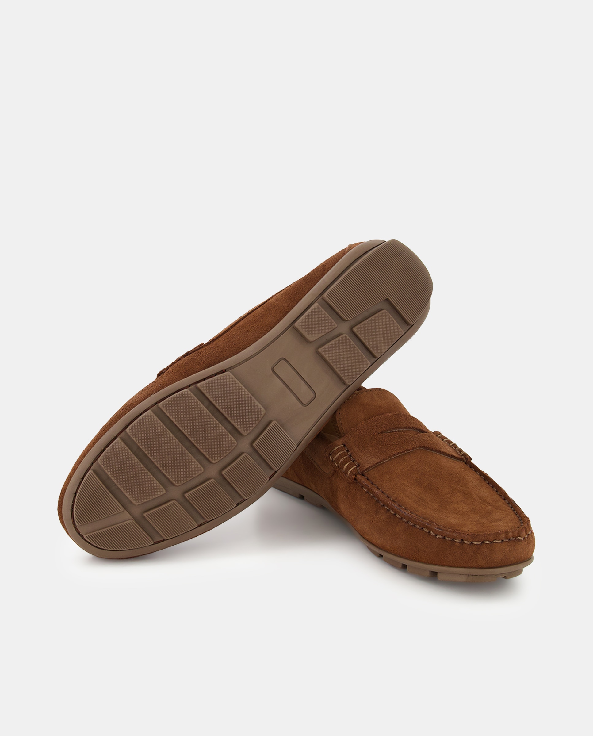 Mocasín de hombre de serraje con antifaz y piso de goma Marrón oscuro-2
