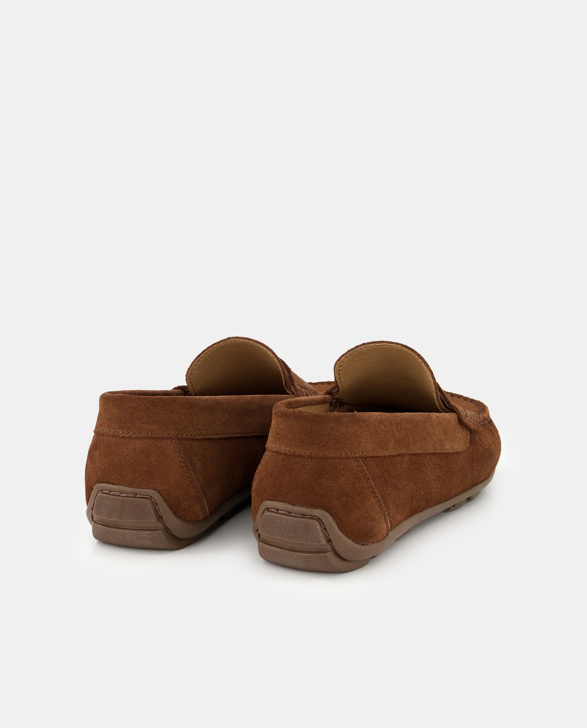 Mocasín de hombre de serraje con antifaz y piso de goma Marrón oscuro-3